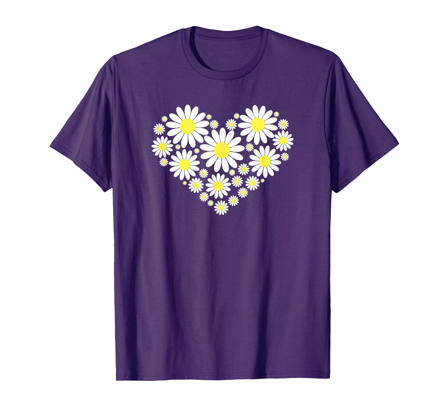 Threadrock Heart of Daisy Flowers Unisex-Adults, Girls Black Floral T-Shirt