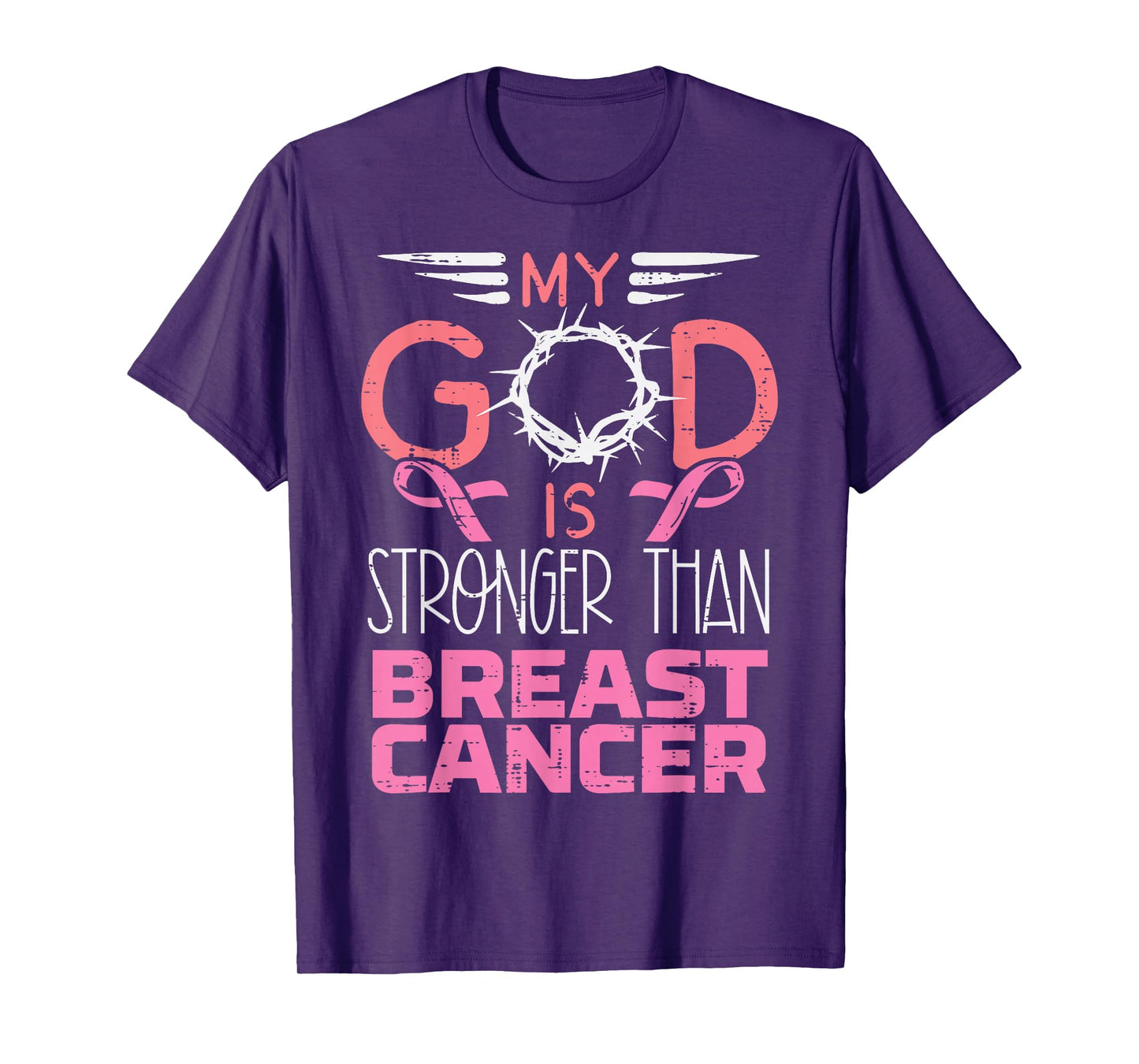 My God Stronger Than Breast Cancer Awareness Christian Women T-Shirt
