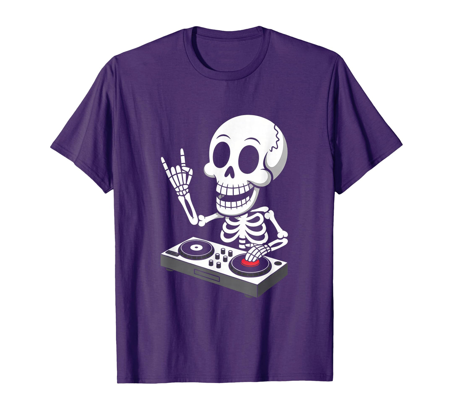 Skeleton DJ on Turntables EDM Synthesizer Rave Music Ghost T-Shirt