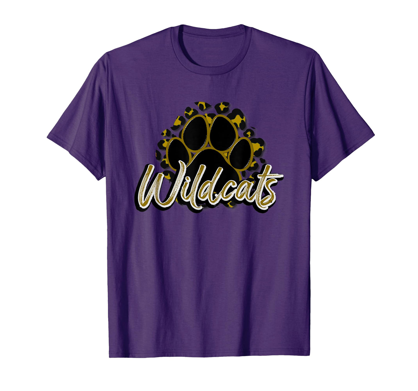 Wildcats Gold Black Cheetah School Sports Fan Team Spirit T-Shirt