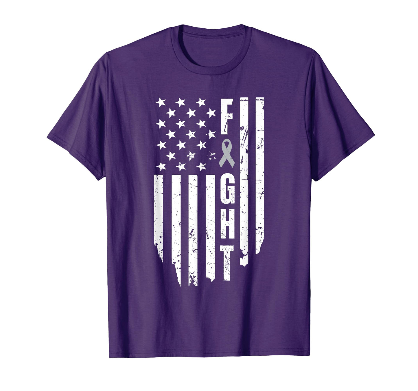 Patriotic US American Flag Fight Brain Cancer Awareness T-Shirt
