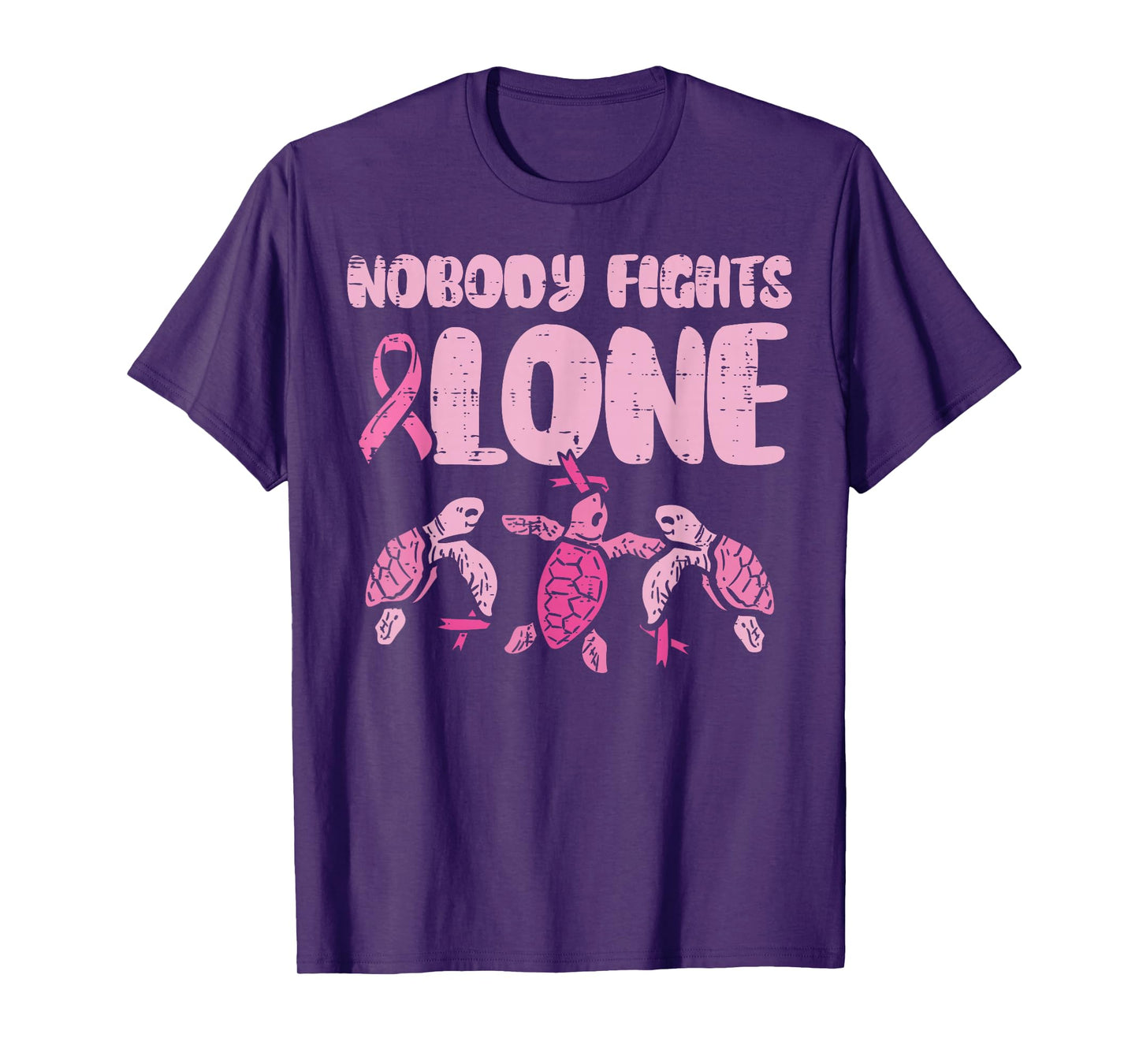 Nobody Fights Alone Turtles Breast Cancer Awareness T-Shirt