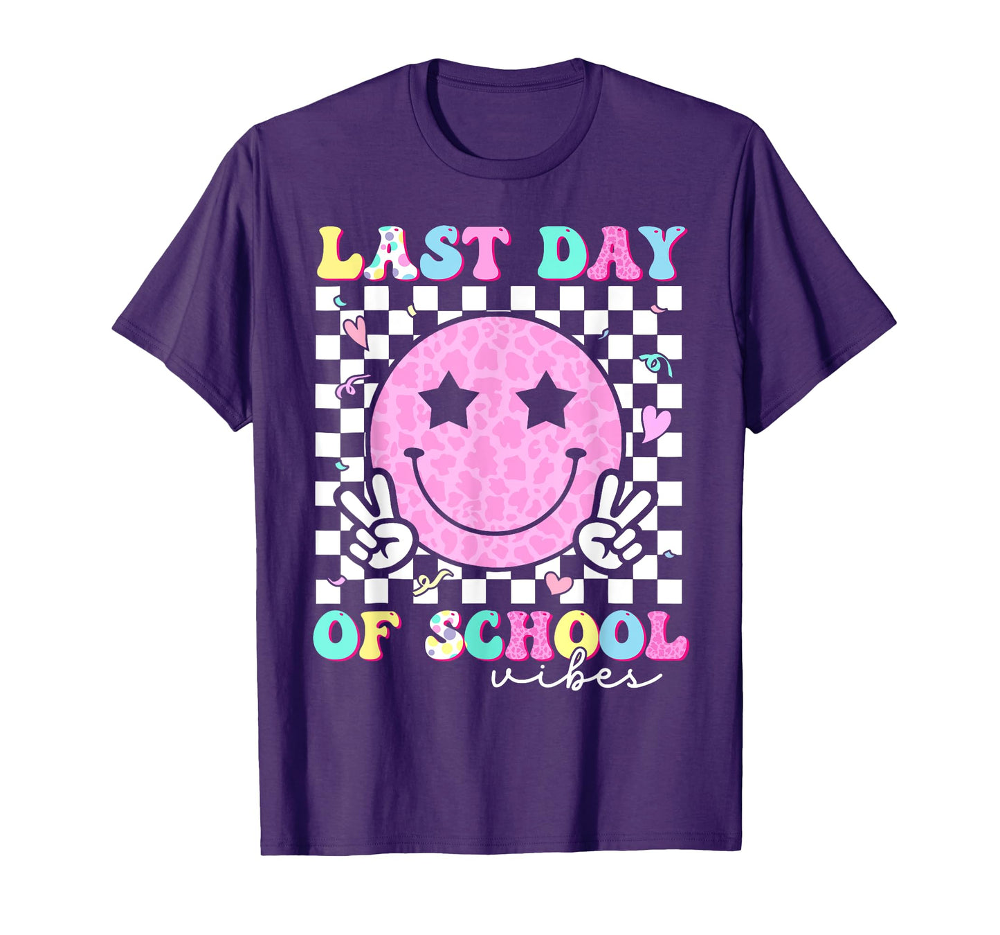 Last Day of School Vibes Teacher Student Groovy Graduation T-Shirt