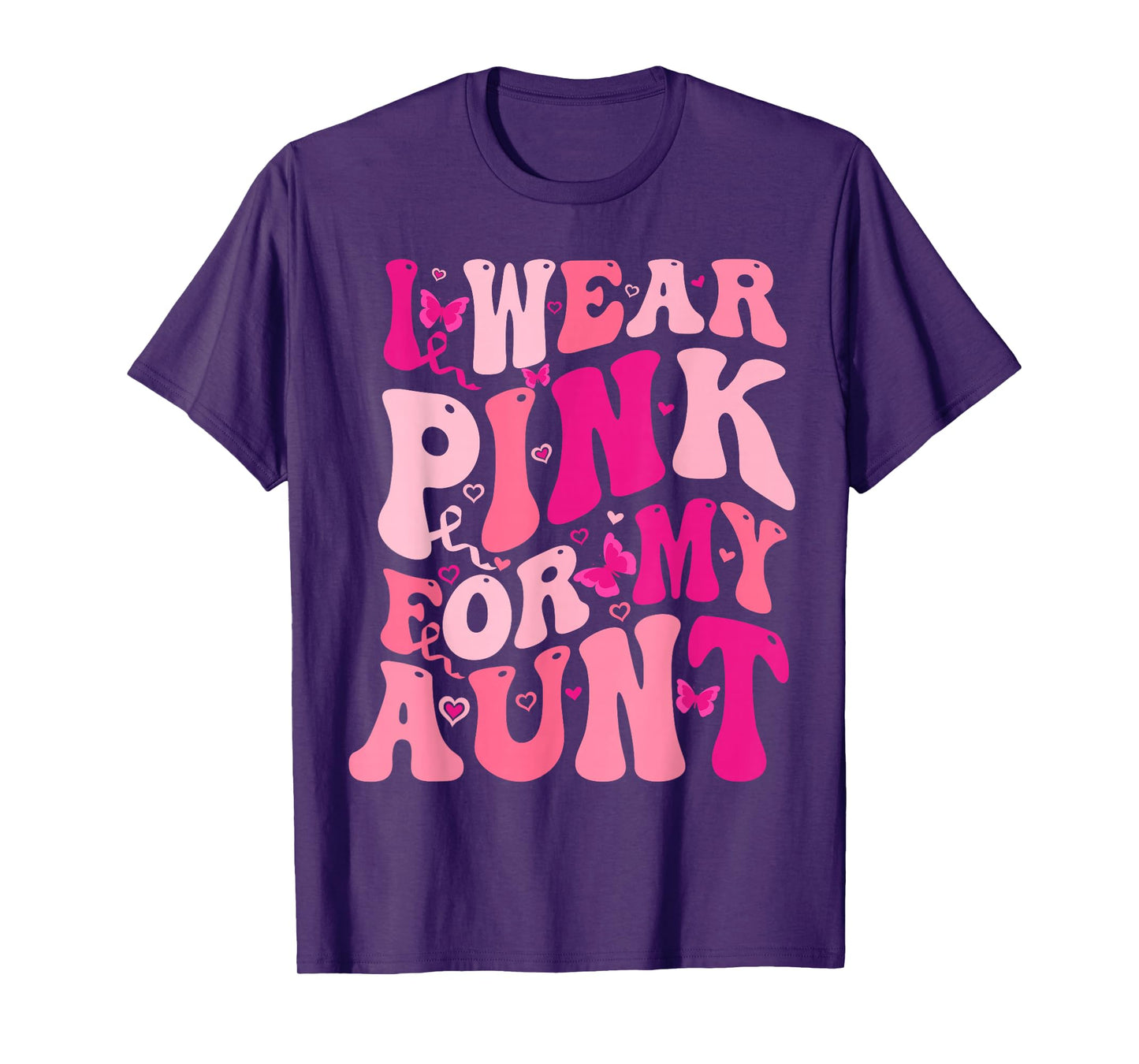 I Wear Pink For My Aunt Groovy Breast Cancer Awareness T-Shirt