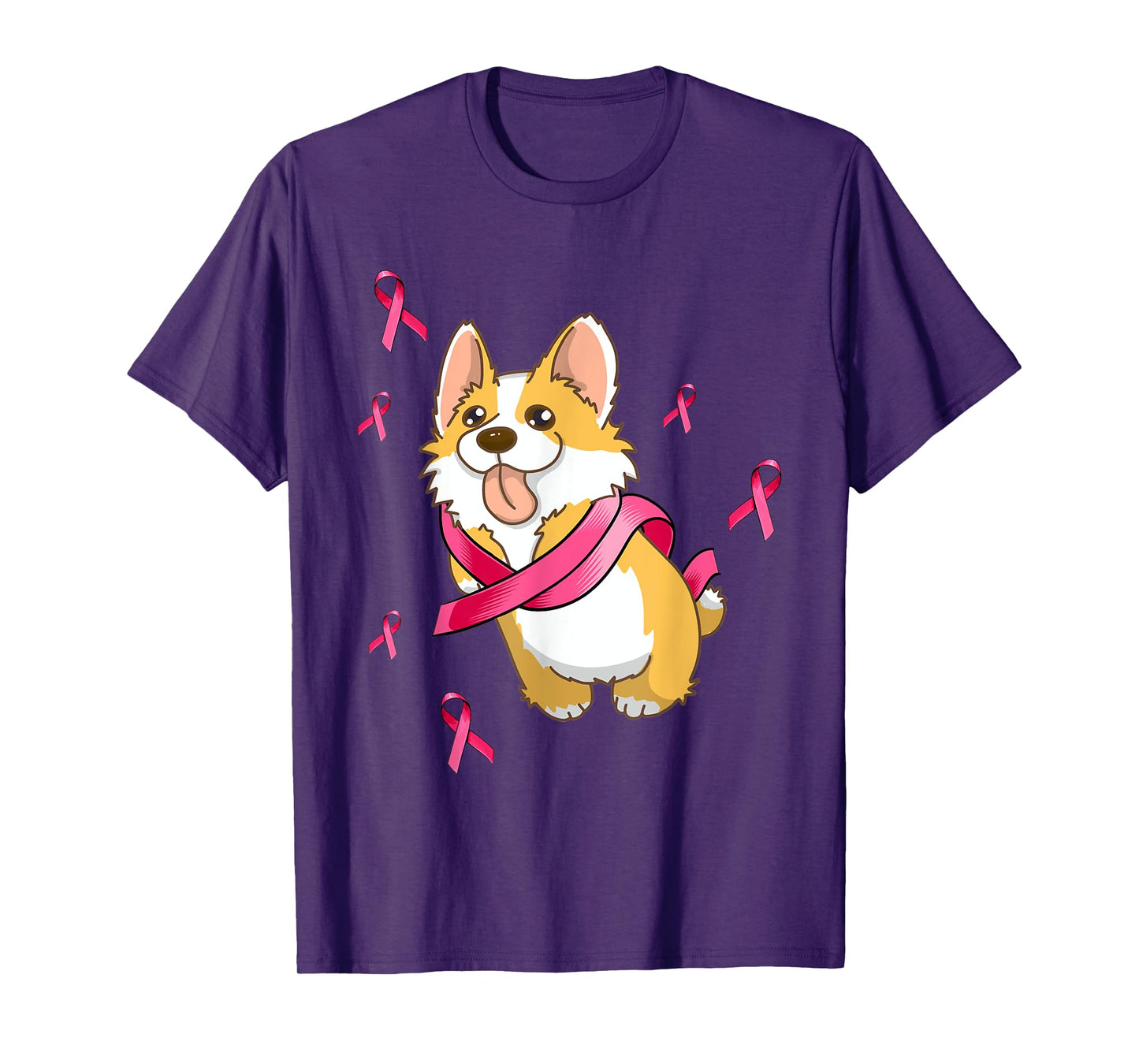 Cute Corgi Dog Breast Cancer Awareness Pink Ribbon Men Women T-Shirt