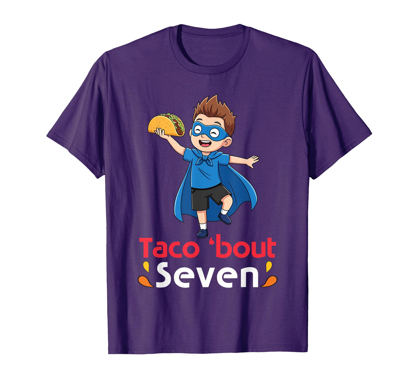 Cute Boy with Tacos Happy Birthday Taco Bout 7 Years Old T-Shirt