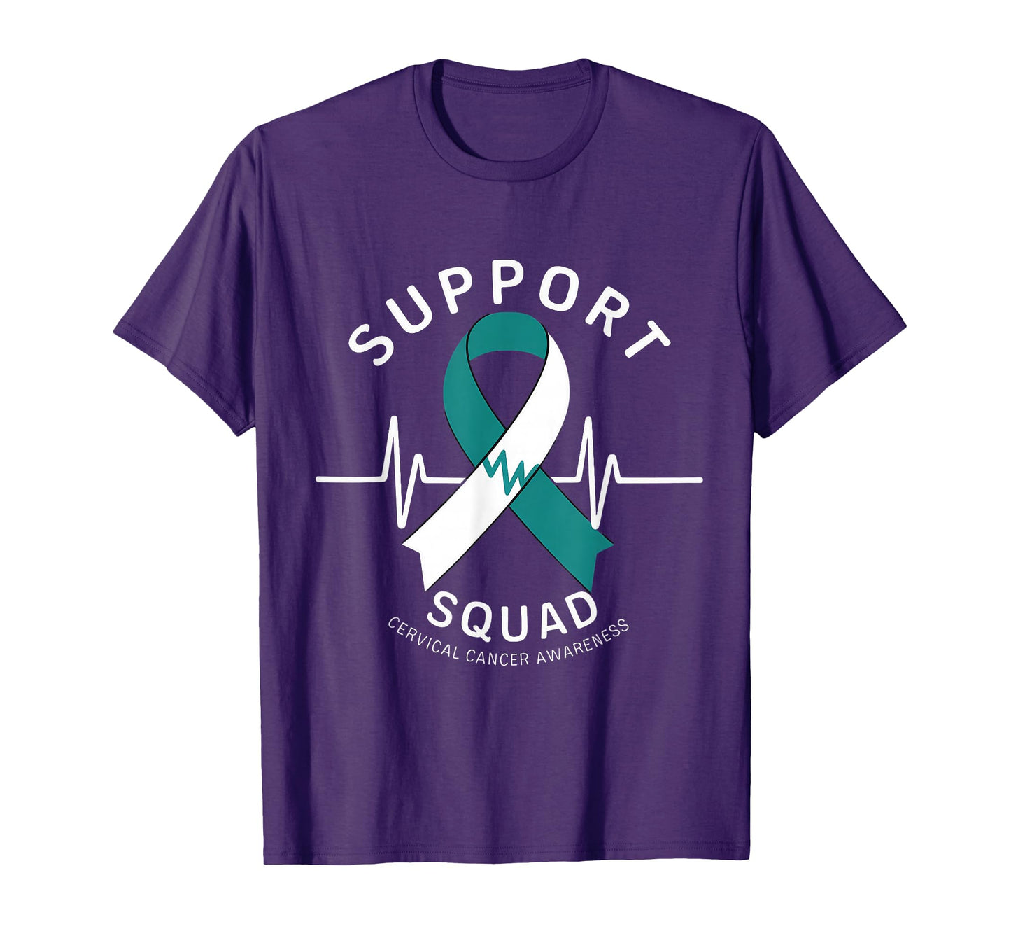Cervical Cancer Awareness Teal Ribbon Support Squad Pulse T-Shirt