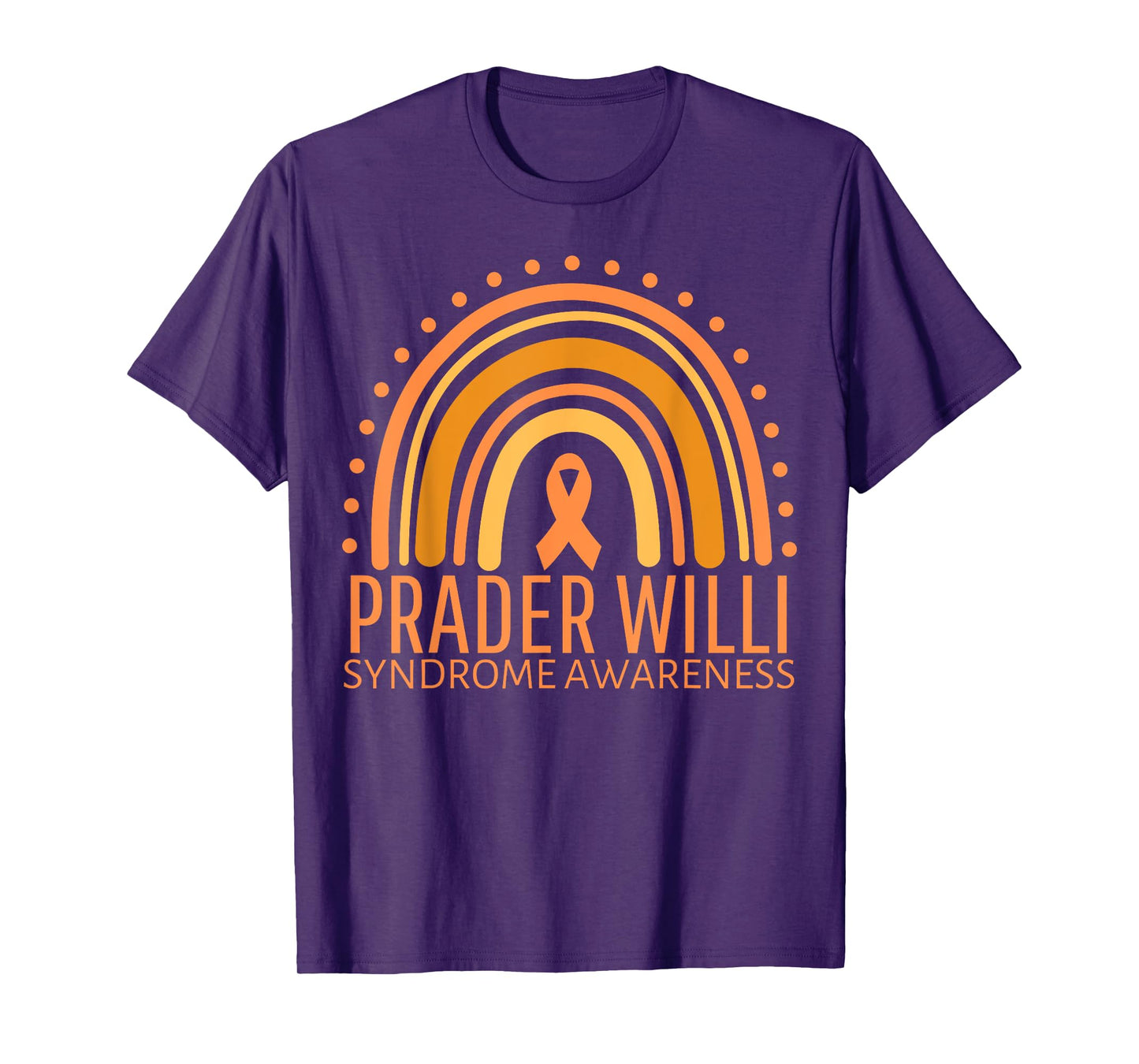Prader Willi Syndrome Awareness Month Rainbow Orange Ribbon T-Shirt