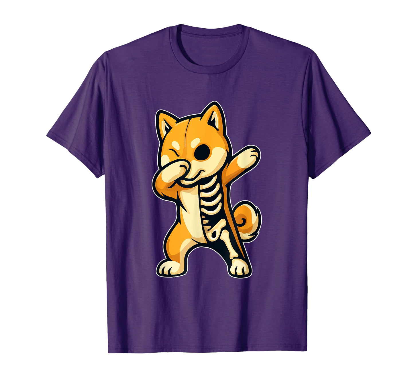 Dabbing Shiba Inu Half Skeleton Halloween Costume Owner T-Shirt