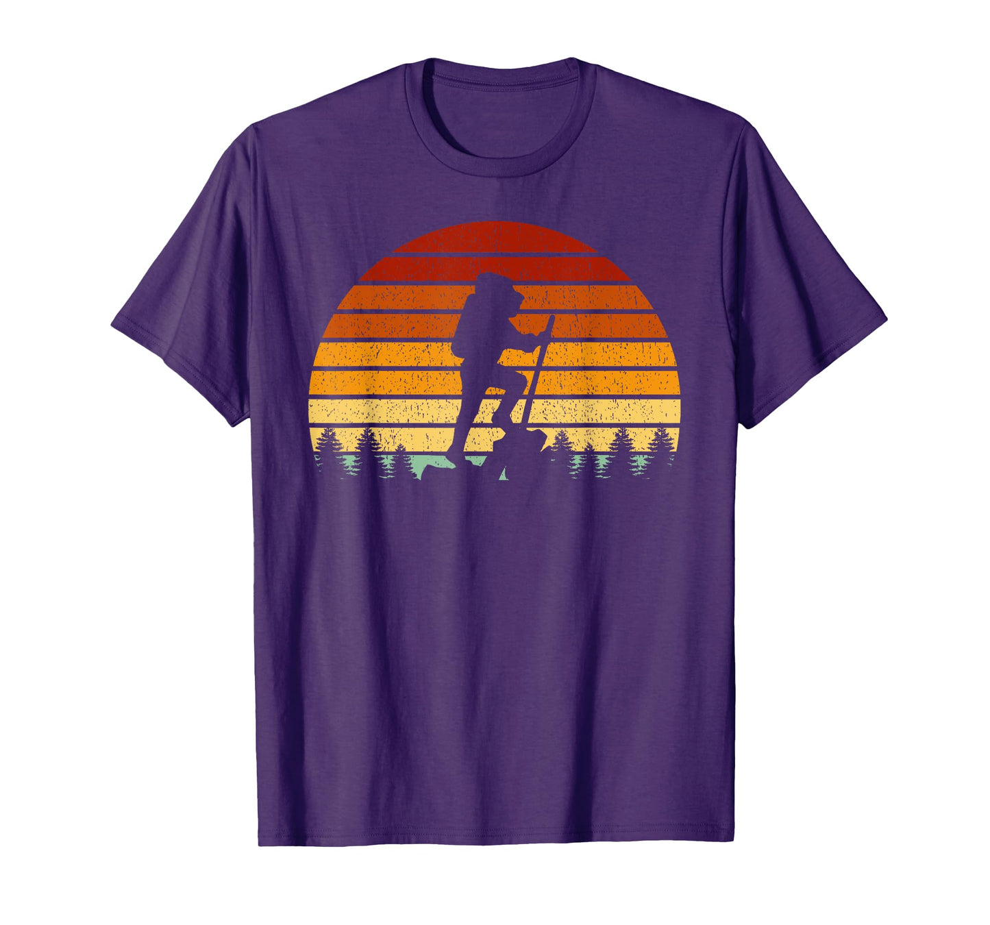 Vintage Sunset Hiking Gift For Hikers and Mountaineers T-Shirt