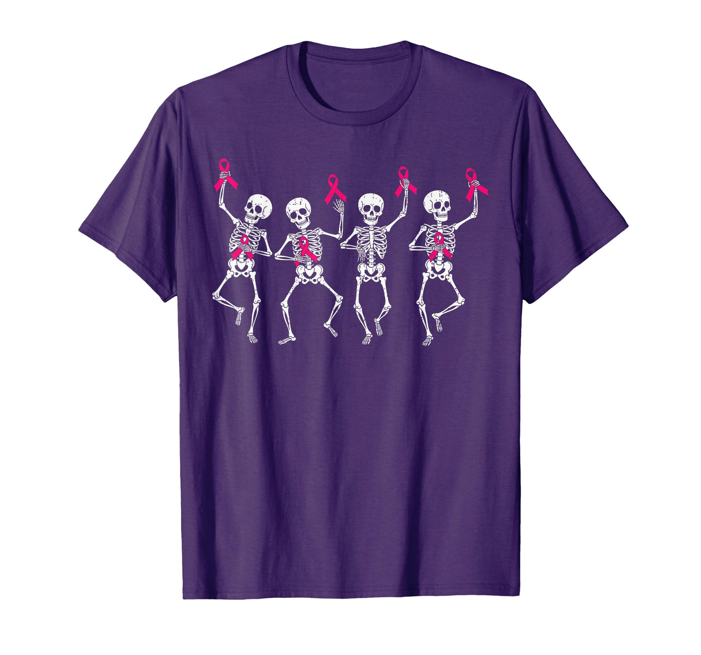 Pink Ribbon Breast Cancer Awareness Skeleton Women Men Kids T-Shirt