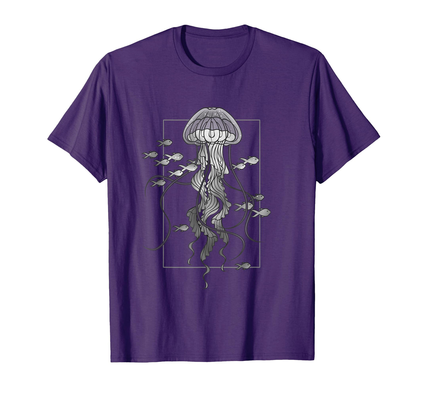 Jellyfish with Fishes Graphic in Sea T-Shirt