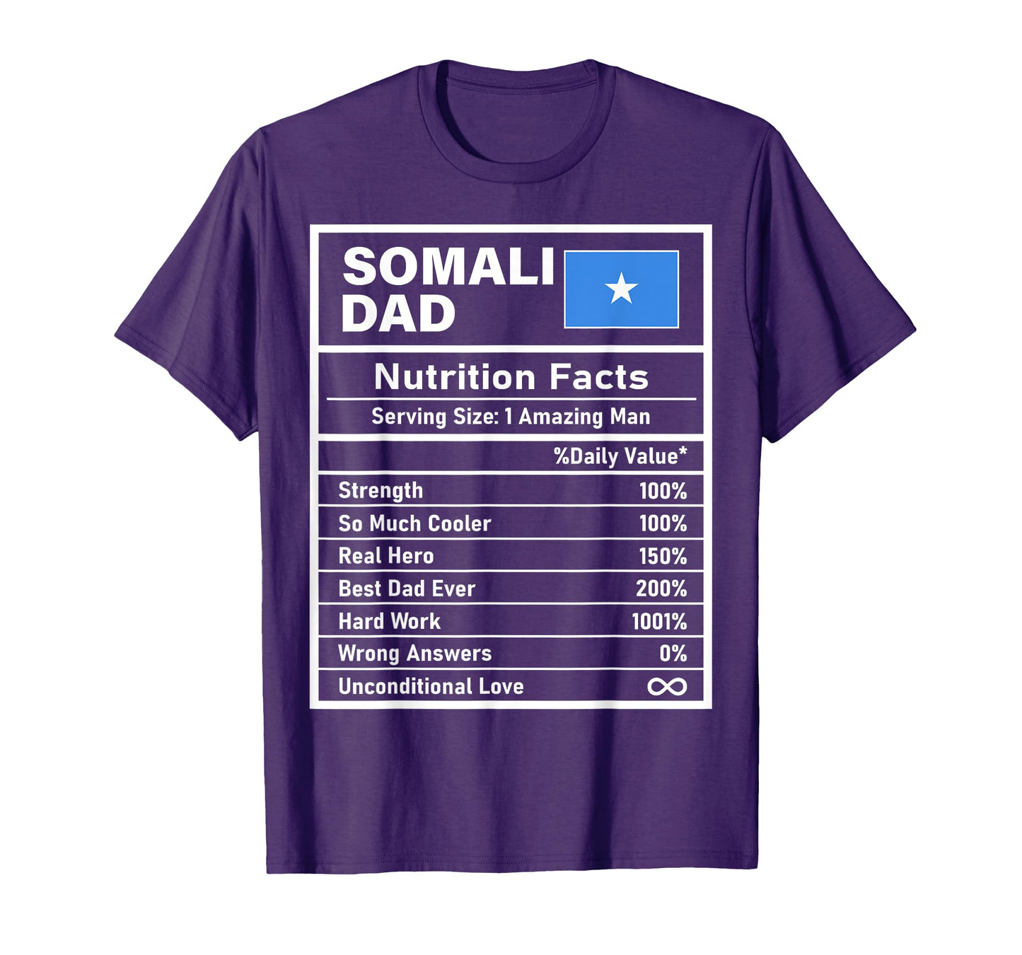Somali Dad Nutrition Facts Father's Day National Heritage T-Shirt