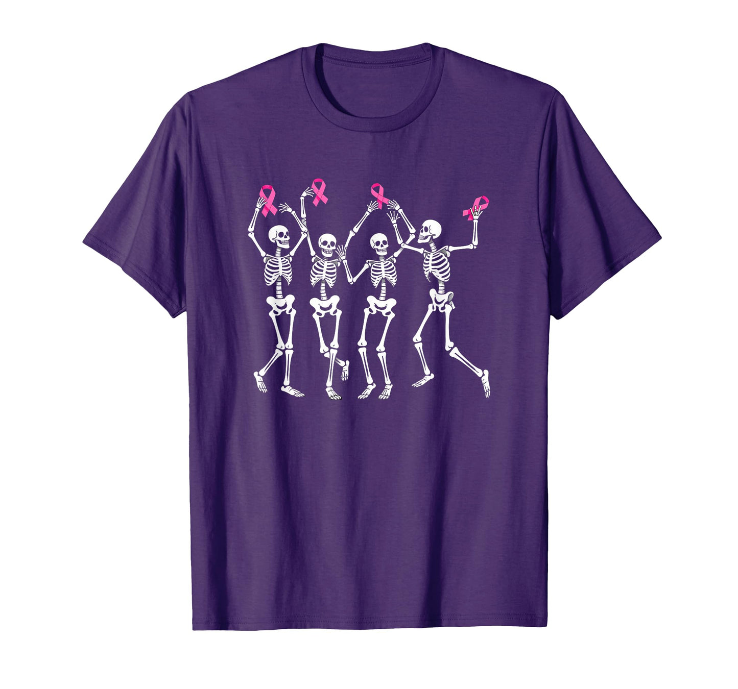 Breast Cancer Awareness Skeleton Dancing Halloween T-Shirt