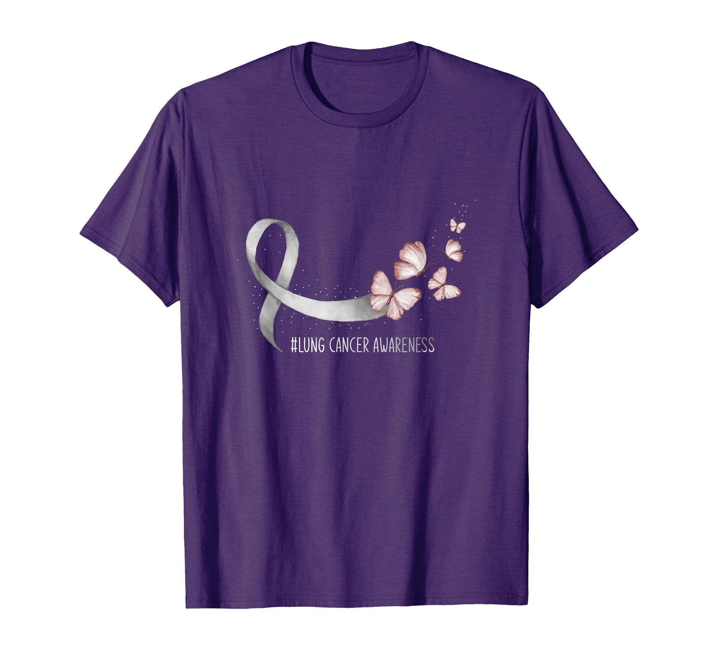 Butterfly White Ribbon Lung Cancer Awareness T-Shirt