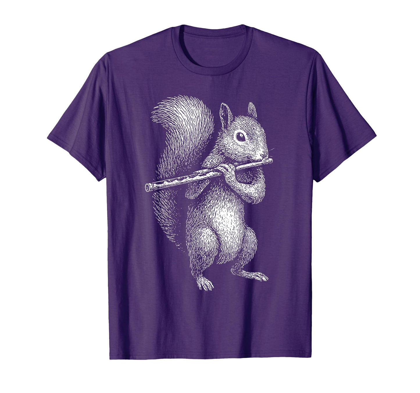 Squirrel Playing Flute Retro Animal Playing Instrument 90s T-Shirt
