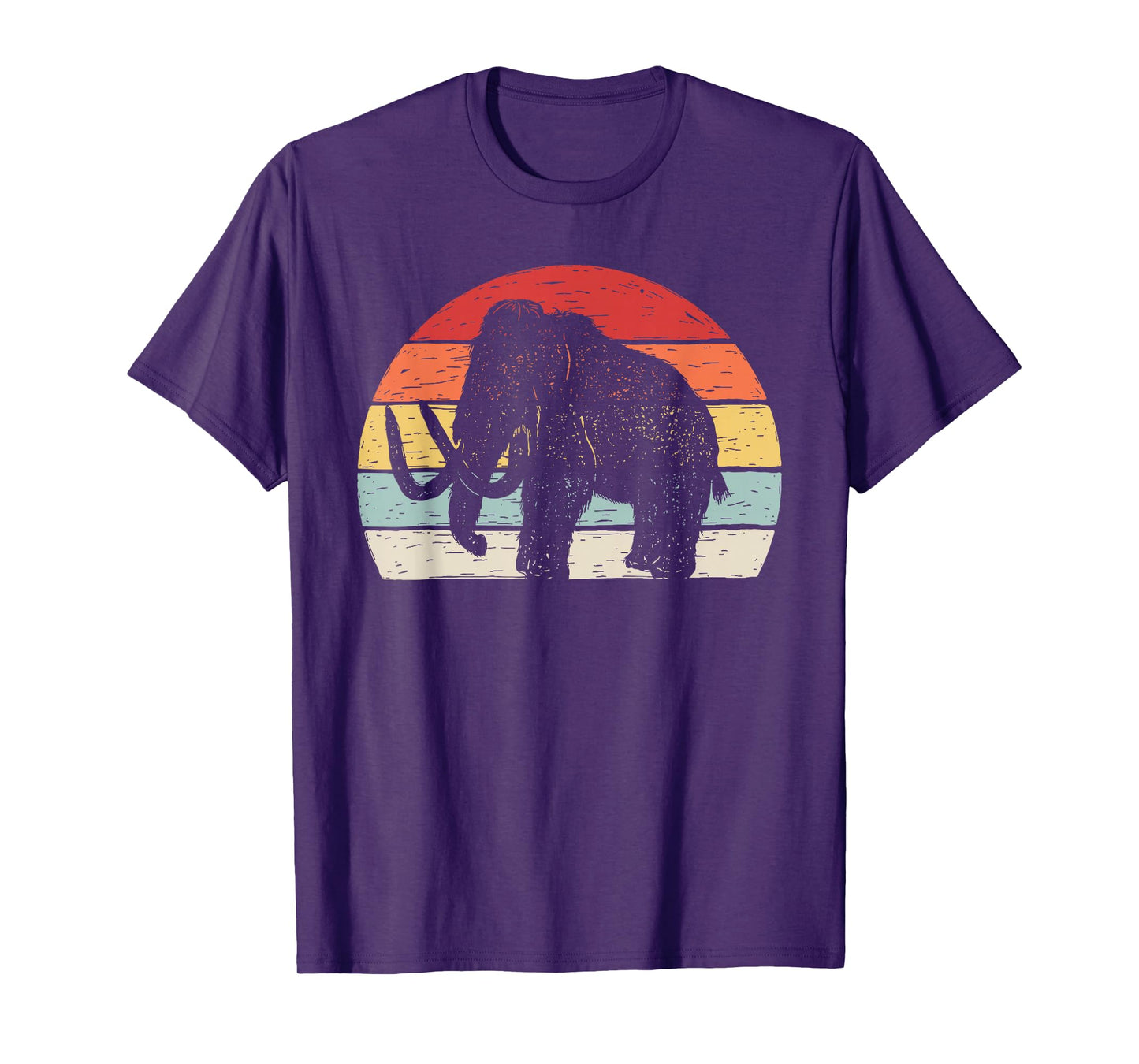 Catch Some Rays Vintage Retro Woolly Mammoth T-Shirt - Black, Unisex-Adults, Small, Short Sleeve, Crew Neck, Modern Vintage, Animal-print-t-shirts