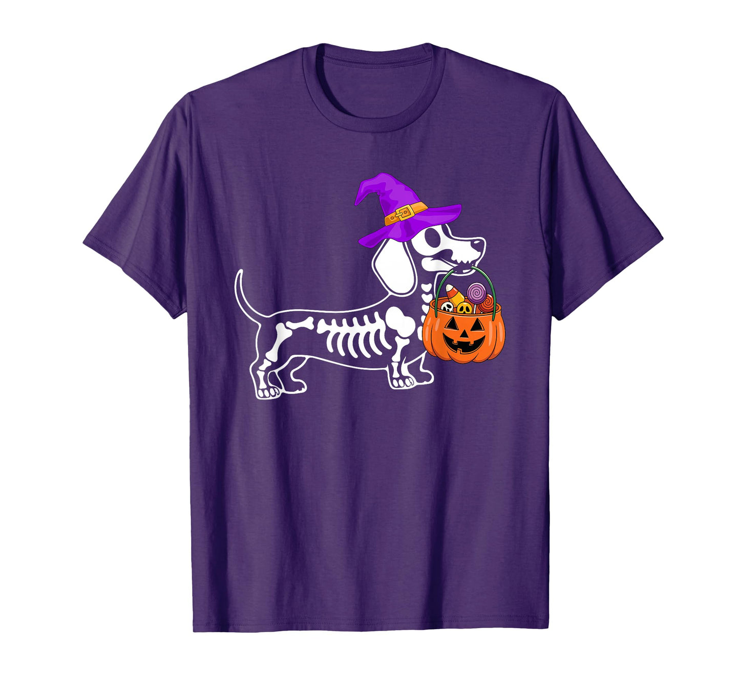 Dachshund Dog Halloween Spooky Skeleton Trick or Treat T-Shirt