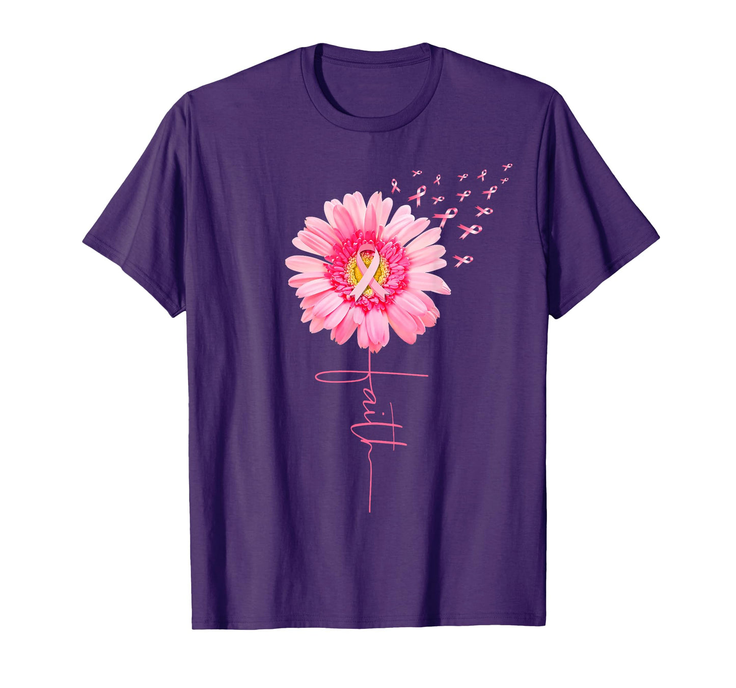 Pink Ribbon Daisy Faith - Breast Cancer Awareness Month Gift T-Shirt