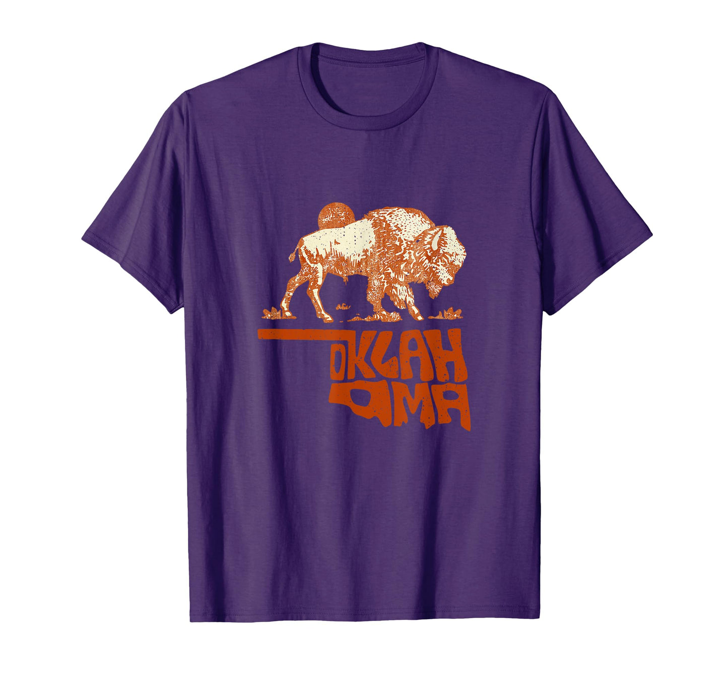 Oklahoma Map Bison Buffalo Oklahoma Souvenir Vintage T-Shirt