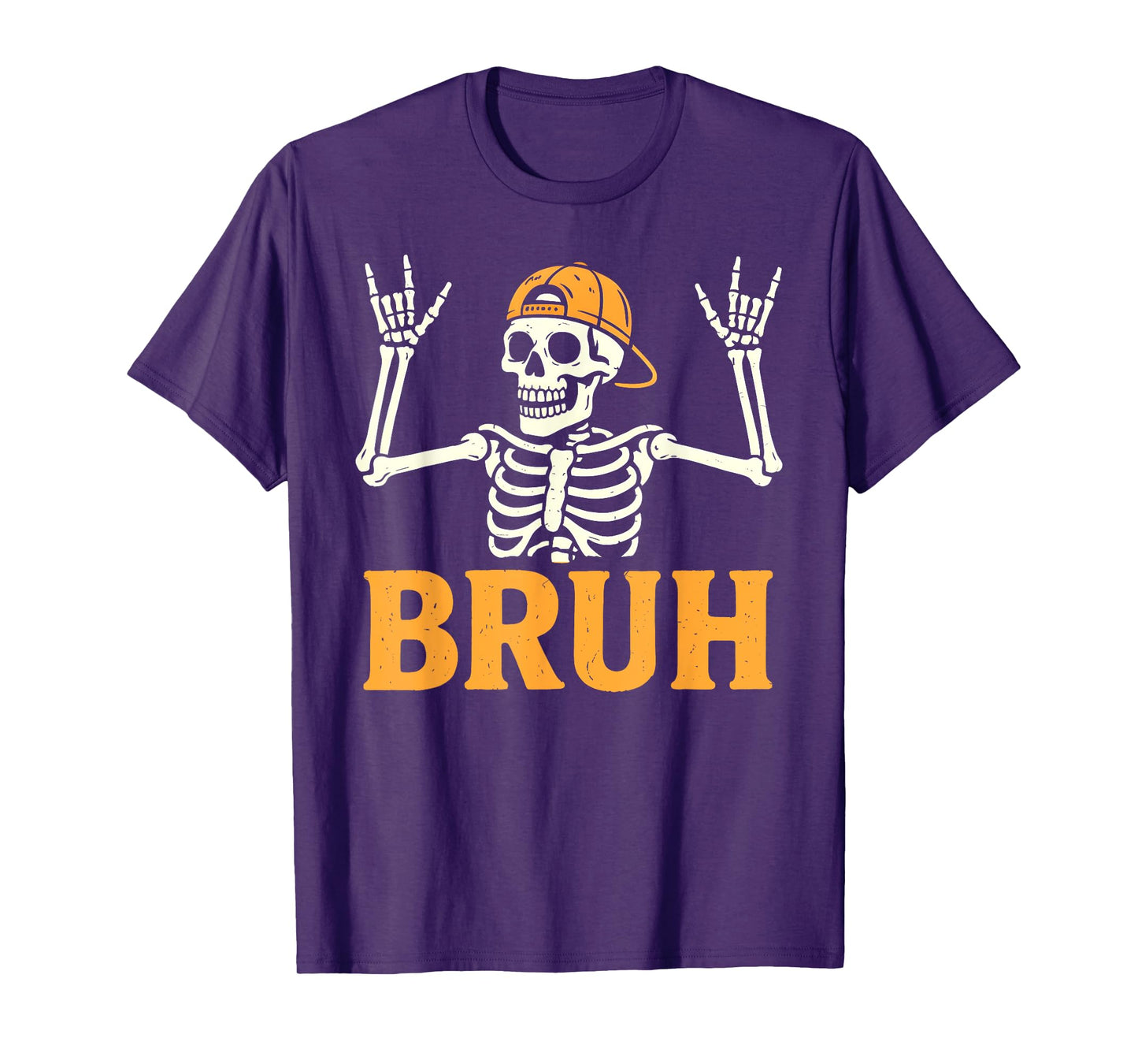 Bruh Punk Rock Skeleton Cool Rocker Halloween Men Boys Kids T-Shirt
