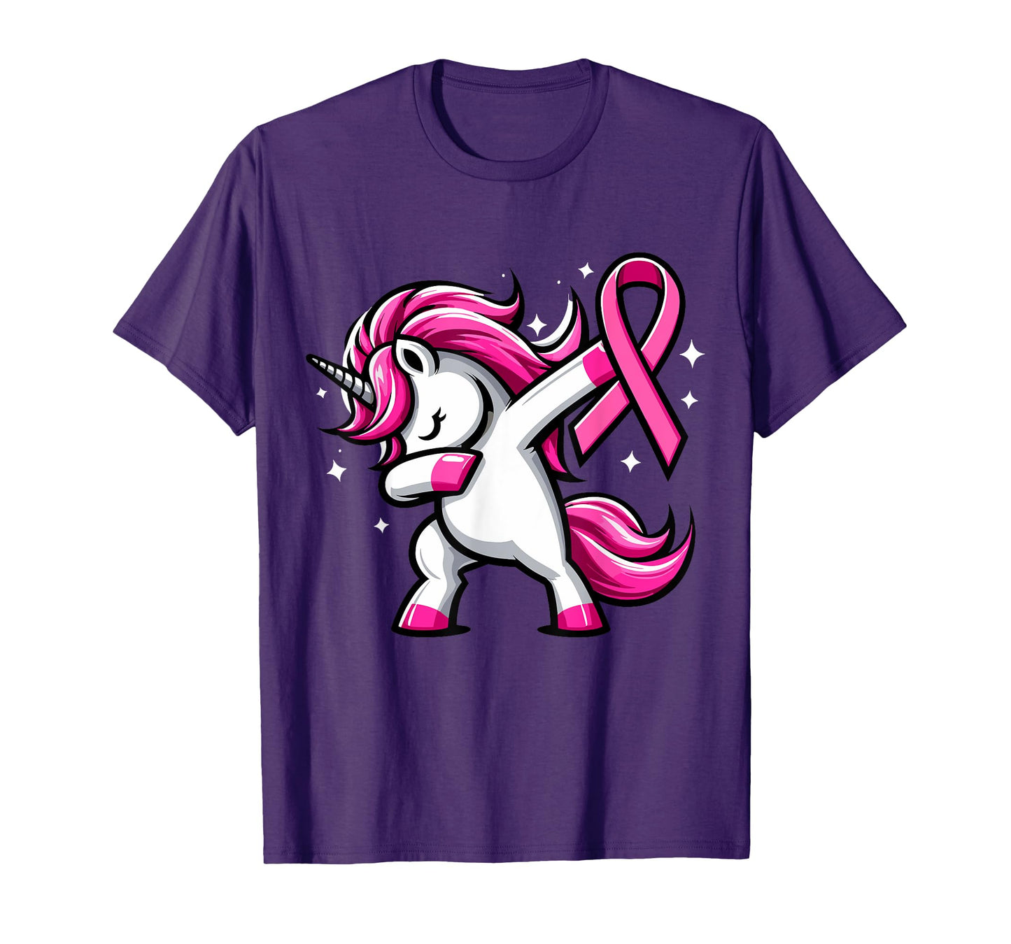 Pink Ribbon Unicorn Breast Cancer Awareness for Girls Kids T-Shirt
