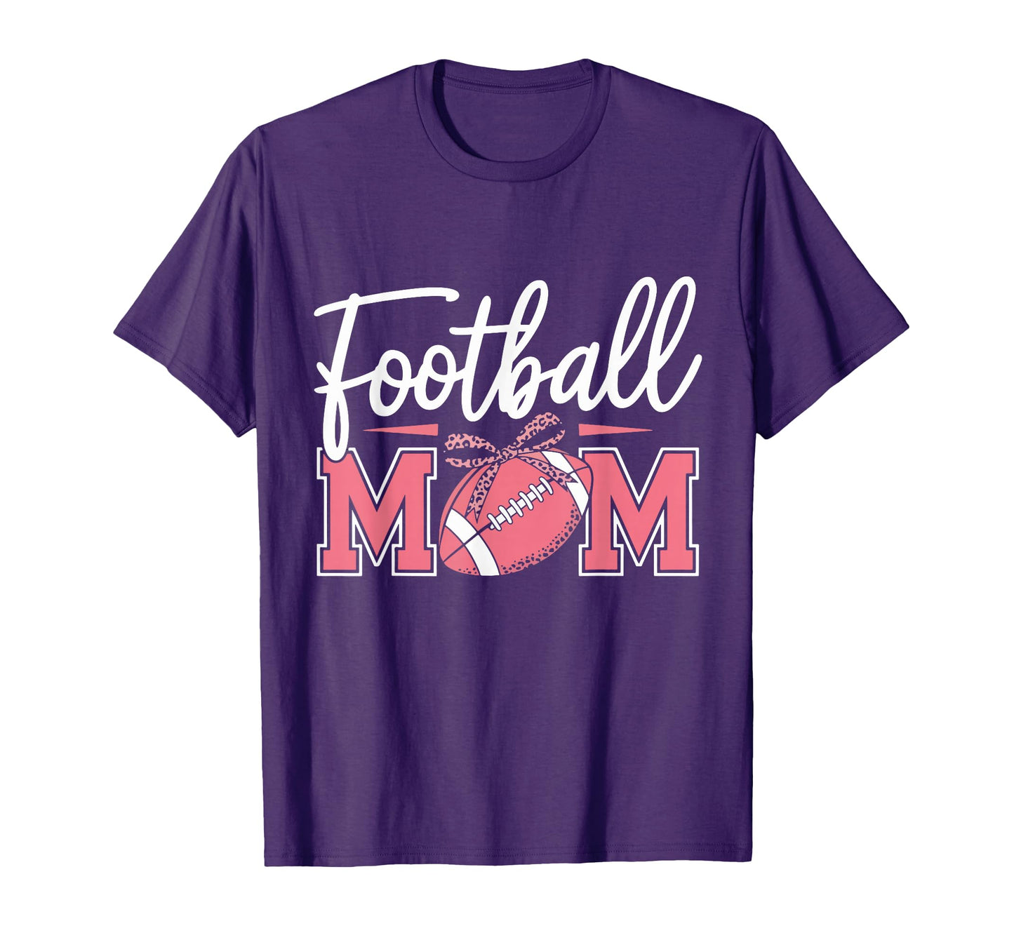 Football Mom Breast Cancer Awareness Pink Ribbon Leopard Mom T-Shirt