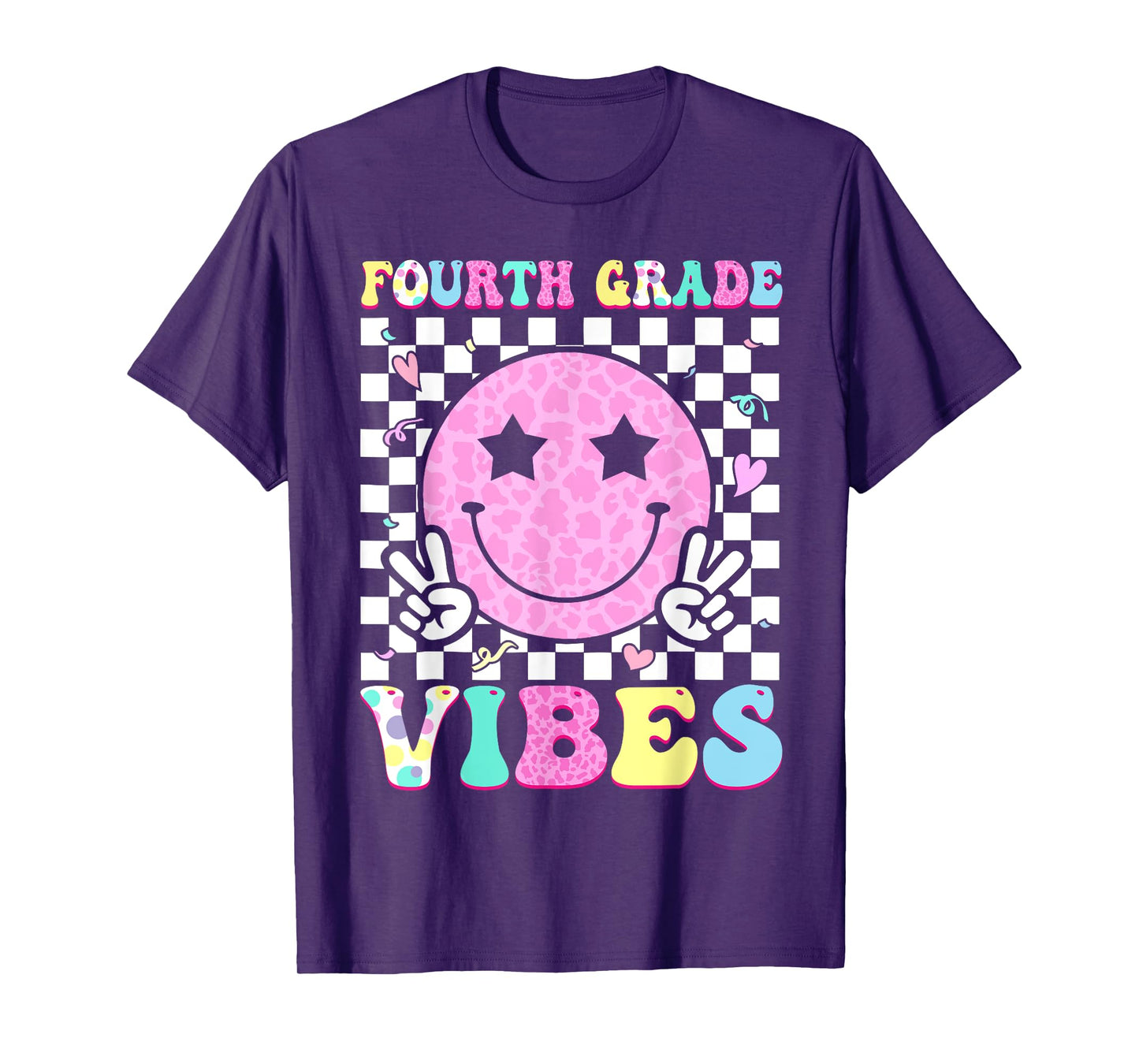 Fourth Grade Vibes Groovy Back to School 4th Grade Girls Kid T-Shirt
