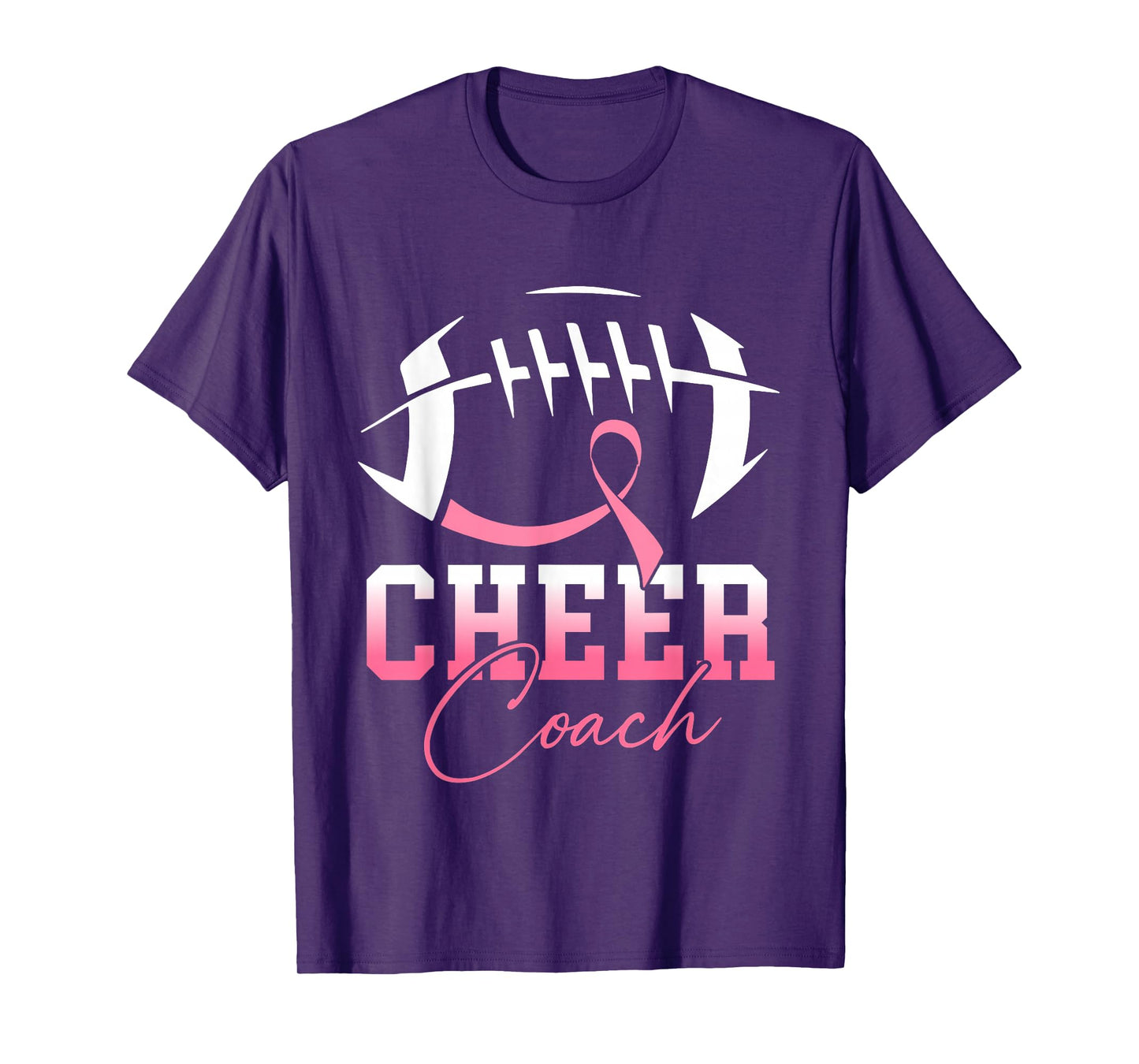 Football Cheer Coach Pink Ribbon Breast Cancer Awareness T-Shirt
