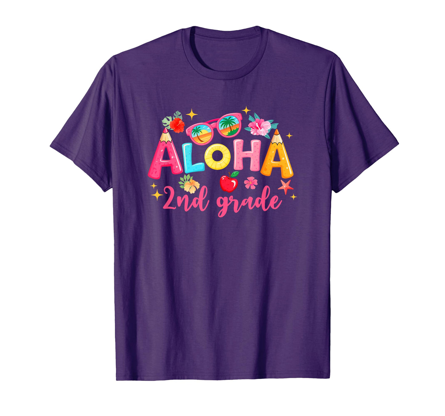 Aloha 2Nd Grade Summer Vacation Beach Teacher School Student T-Shirt
