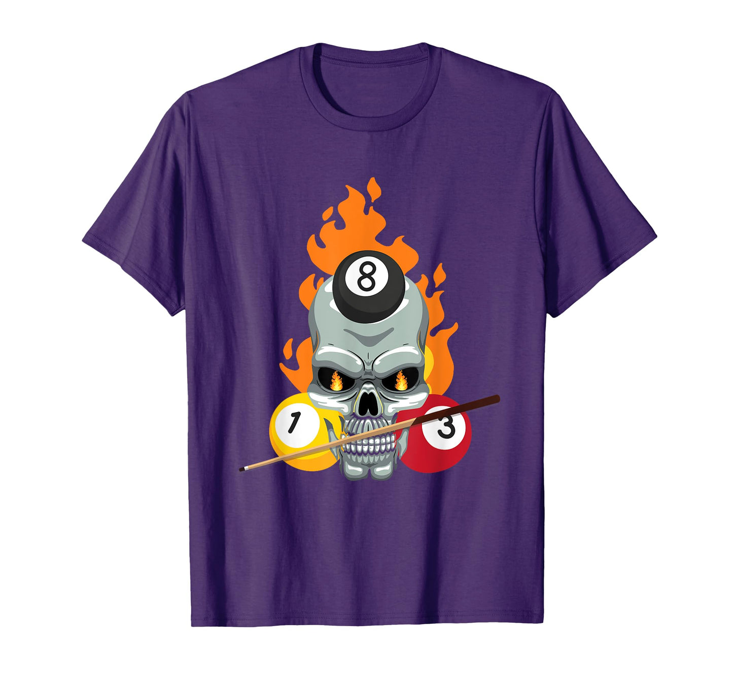 Pool Player Skull Billiards Cue Design Billiard Ball T-Shirt