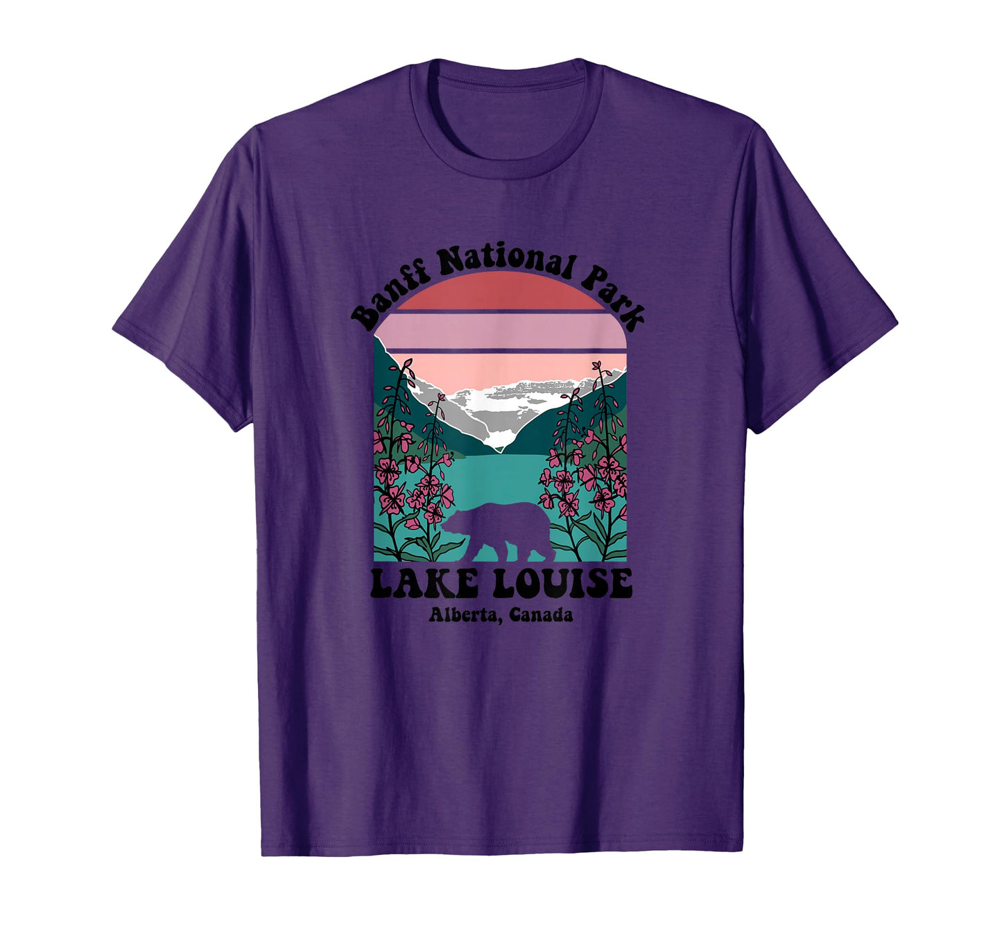 Banff National Park Lake Louise Retro Floral Mountain T-Shirt