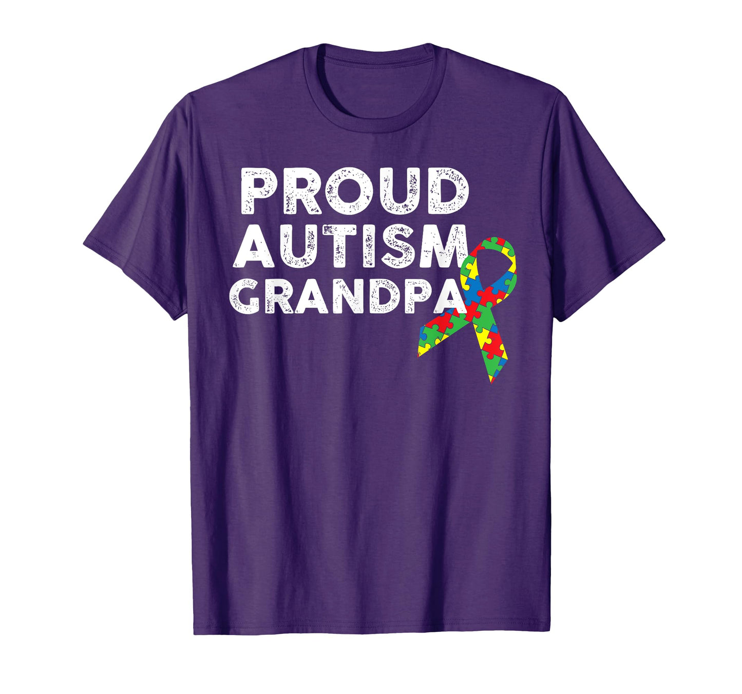 Proud Autism Grandpa Ribbon Puzzle Piece T-Shirt
