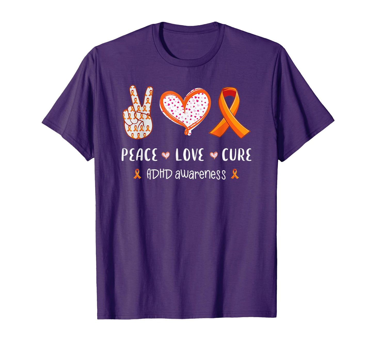 Peace Love Cure Support ADHD Awareness Mom T-Shirt