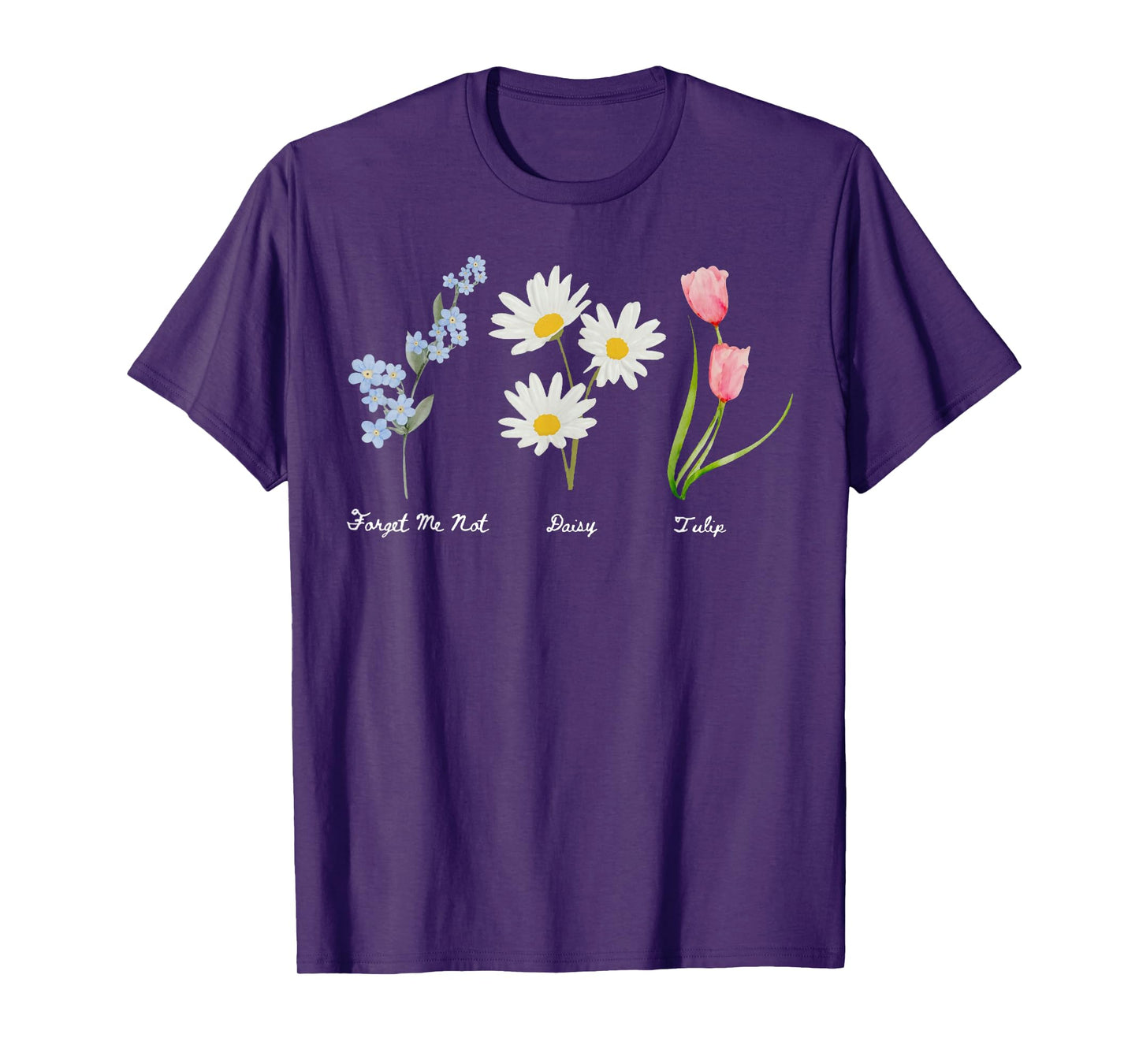 Forget Me Not Daisy Tulip Flowers T-Shirt