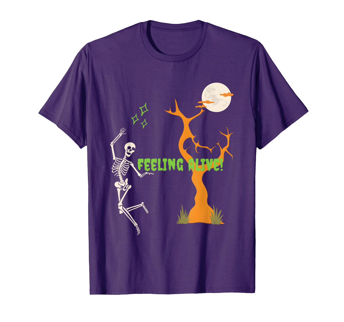 Feeling Alive Skeleton Halloween Moon T-Shirt