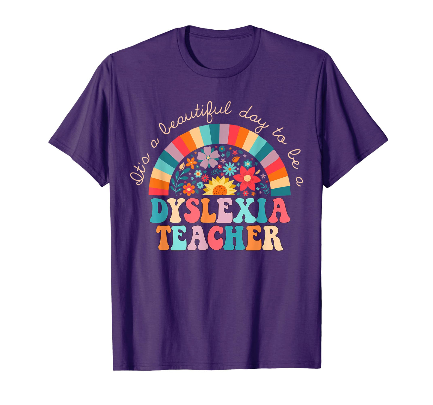 Dyslexia Teacher Retro Dyslexia SPED Therapist Rainbow T-Shirt