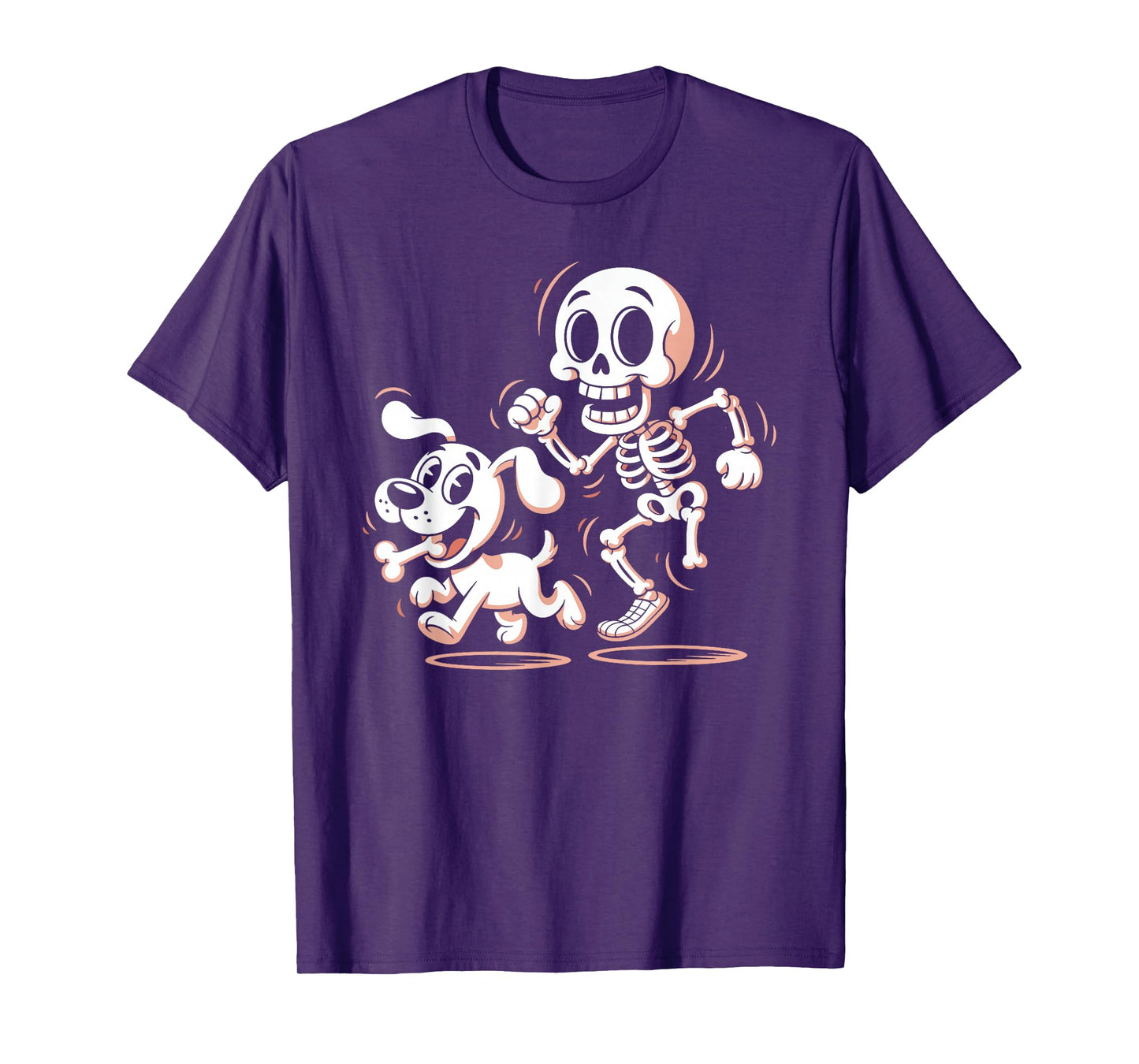 Funny Halloween Dogs Humor Skeleton Chasing Dog Men Women T-Shirt