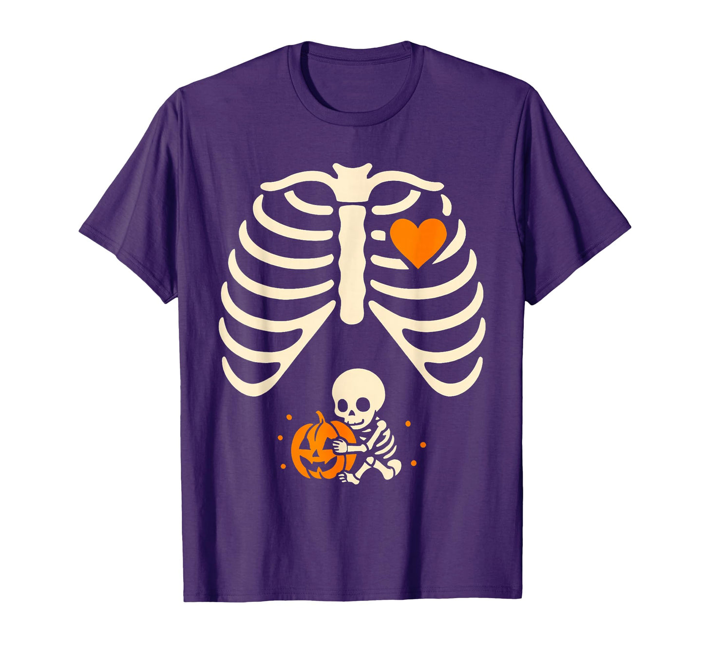 Funny Skeleton Baby Pregnant Xray Rib Cage Halloween Costume T-Shirt