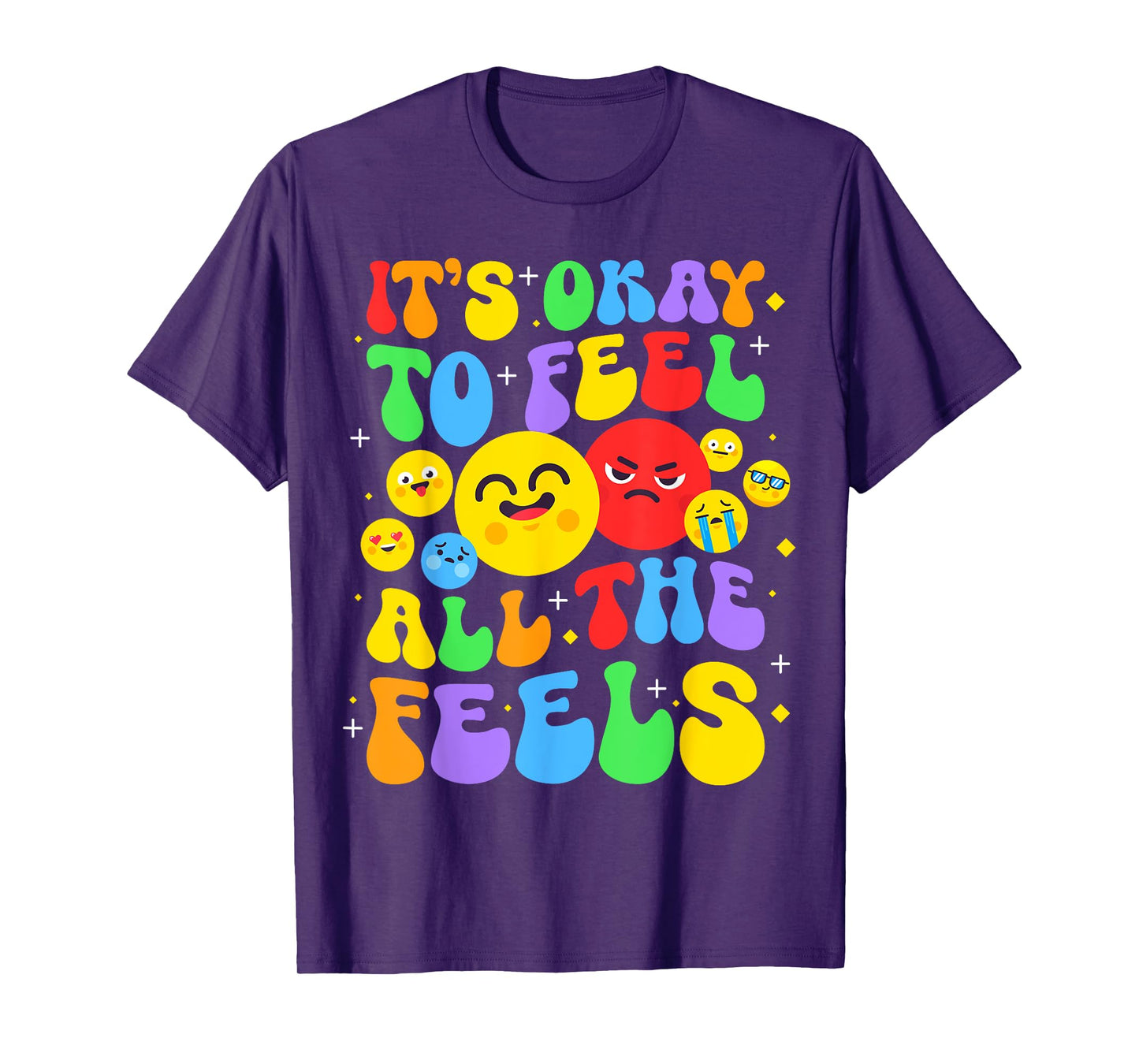 It's Ok To Feel All The Feels Mental Health Awareness Groovy T-Shirt