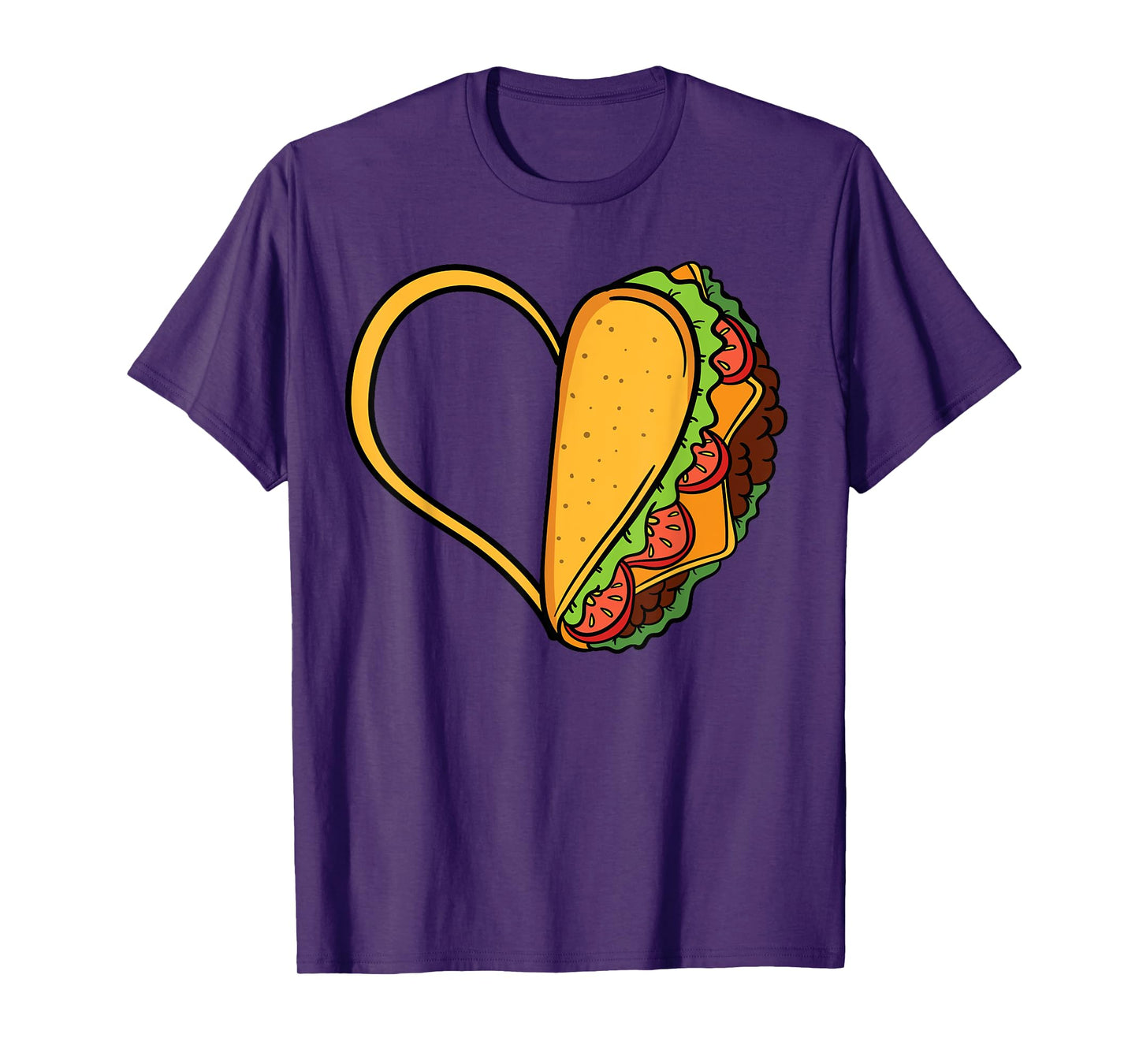 Tacos Heart Mexican Dish Street Food Chili Taquitos Flautas T-Shirt