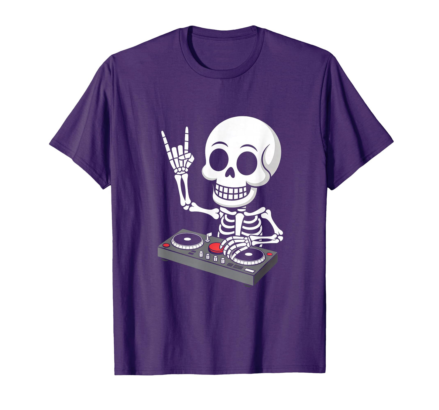 Skeleton DJ on Turntables EDM Synthesizer Rave Music Ghost T-Shirt