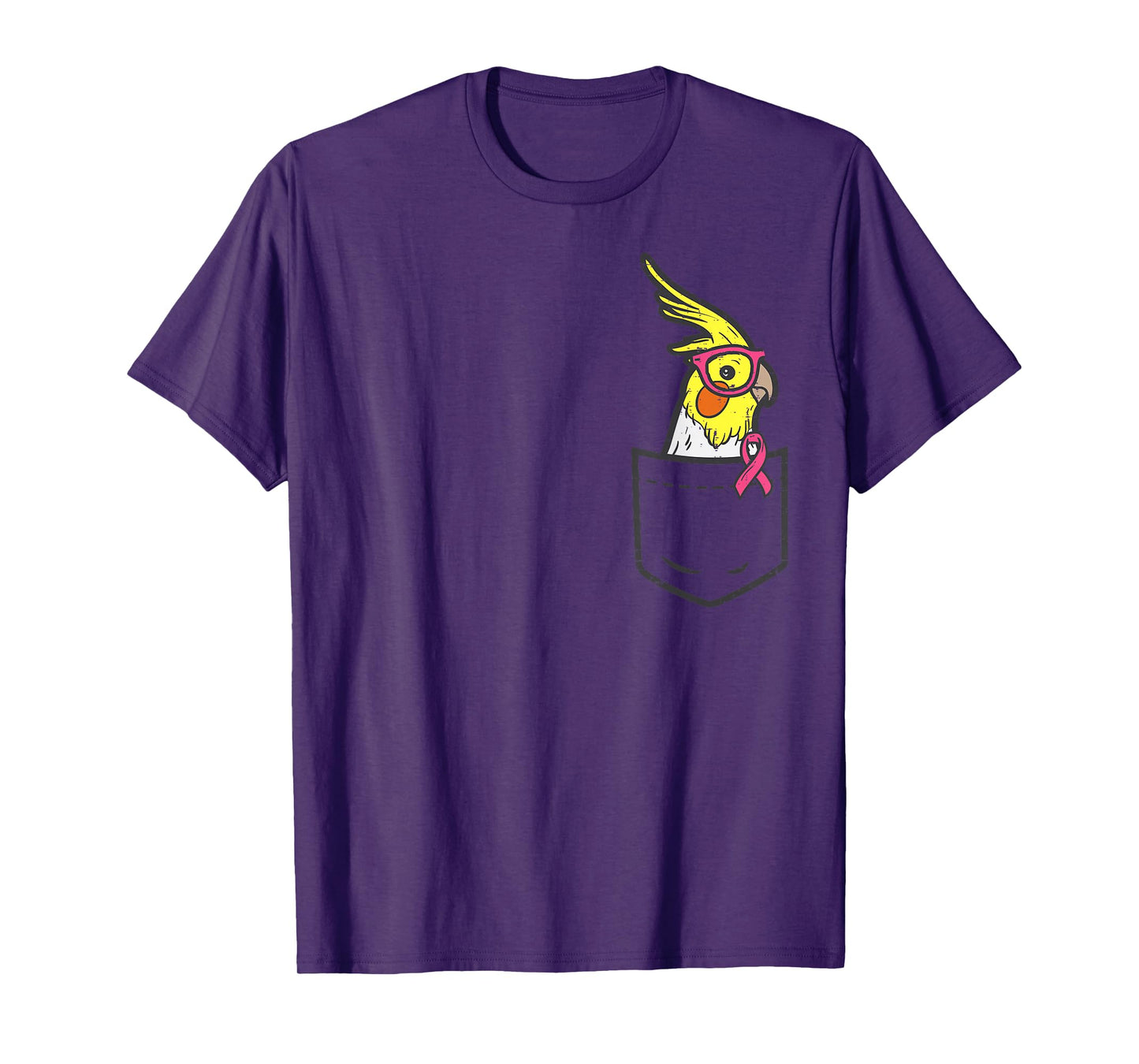 Pocket Cockatiel Bird Pink Ribbon Breast Cancer Awareness T-Shirt