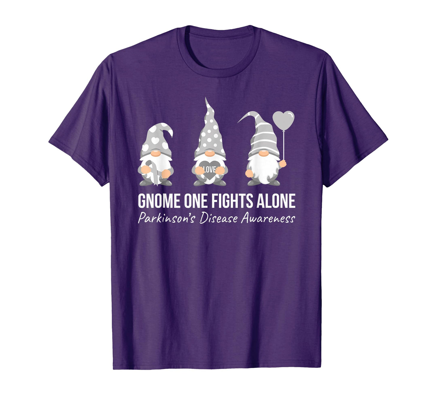Gnome One Fights Alone T Shirt Parkinsons Awareness Ribbon T-Shirt