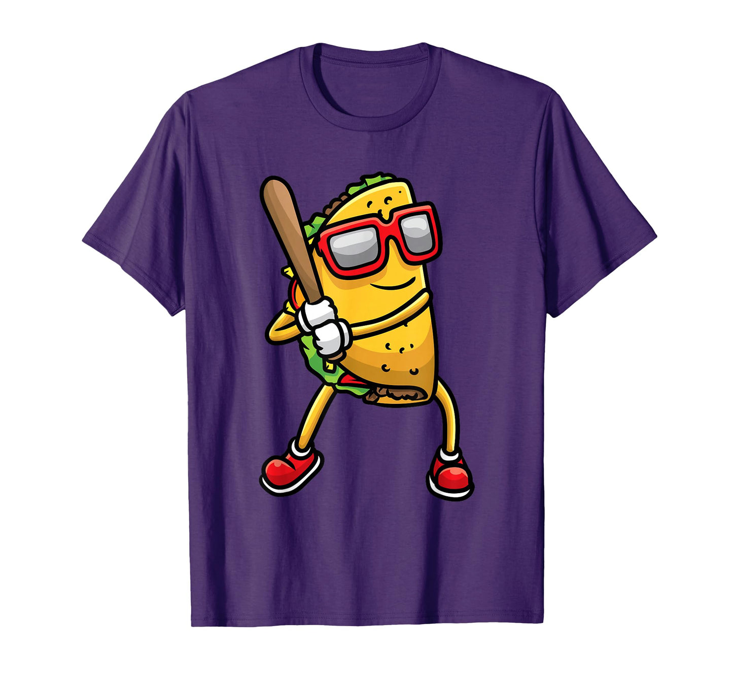 Taco Playing Baseball Mexican Cinco De Mayo Kids Men T-Shirt