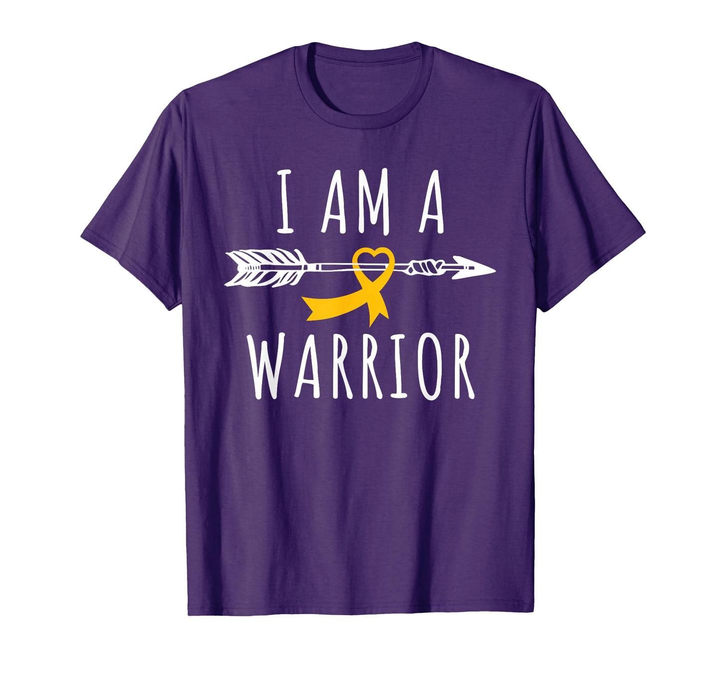 I Am A Warrior Childhood Cancer Awareness Gold Ribbon Kids T-Shirt