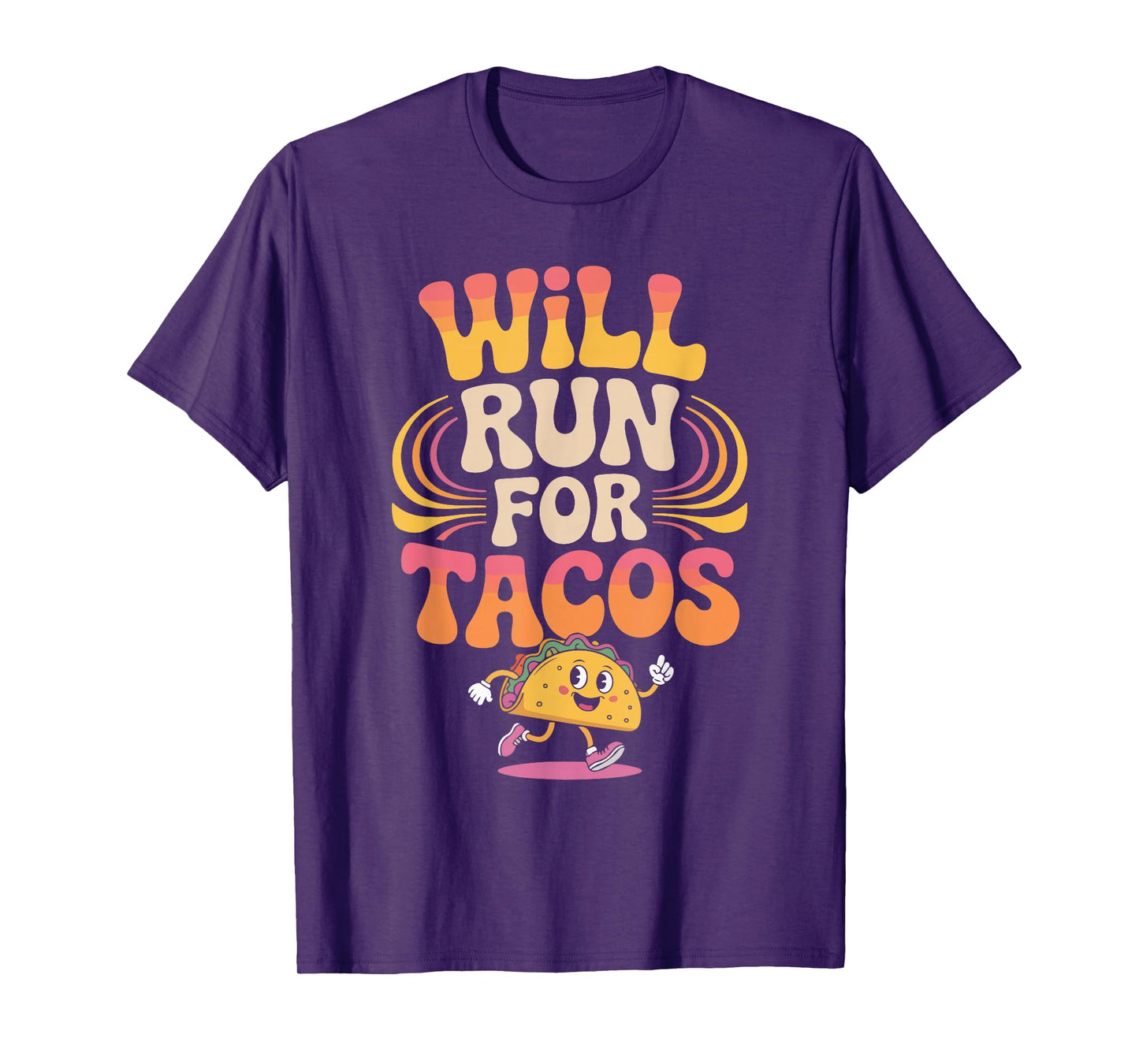 Funny Taco Lover Running for Tacos Mexican Food Humor T-Shirt