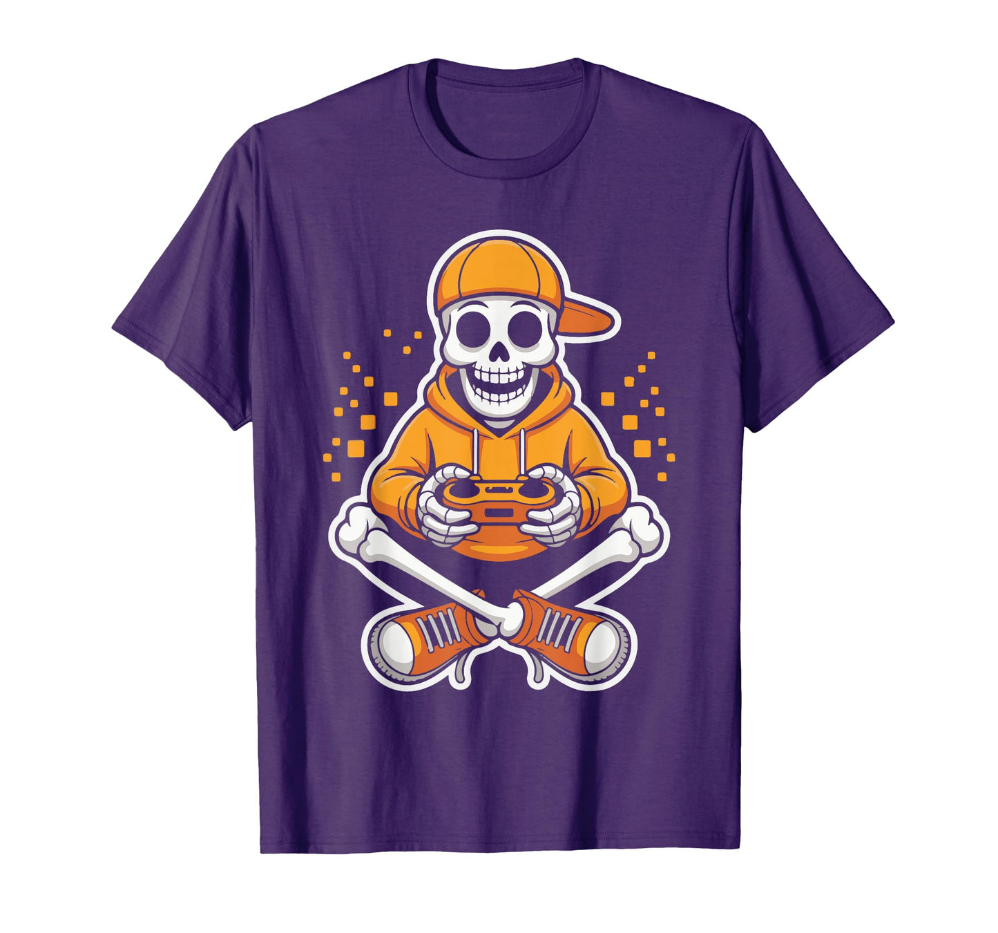 Spooky Skeleton Gamer Funny Halloween Boys Men Gaming Style T-Shirt