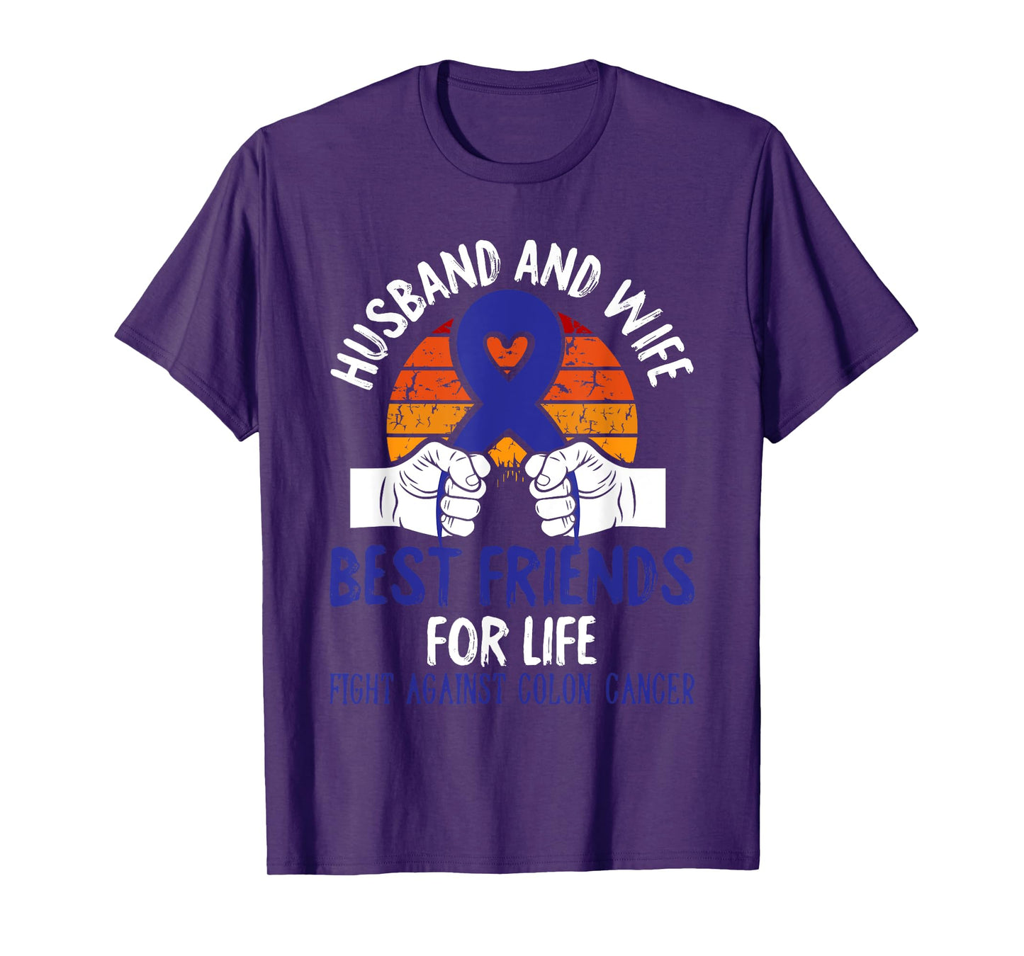 Husband And Wife Colon Cancer Awareness Fight Retro Gifts T-Shirt