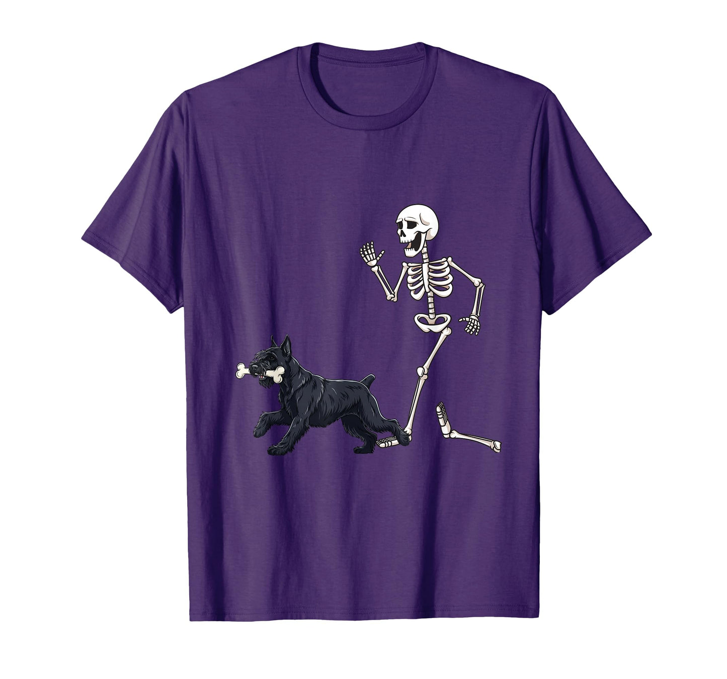 Funny Halloween Giant Schnauzer and Skeleton T-Shirt